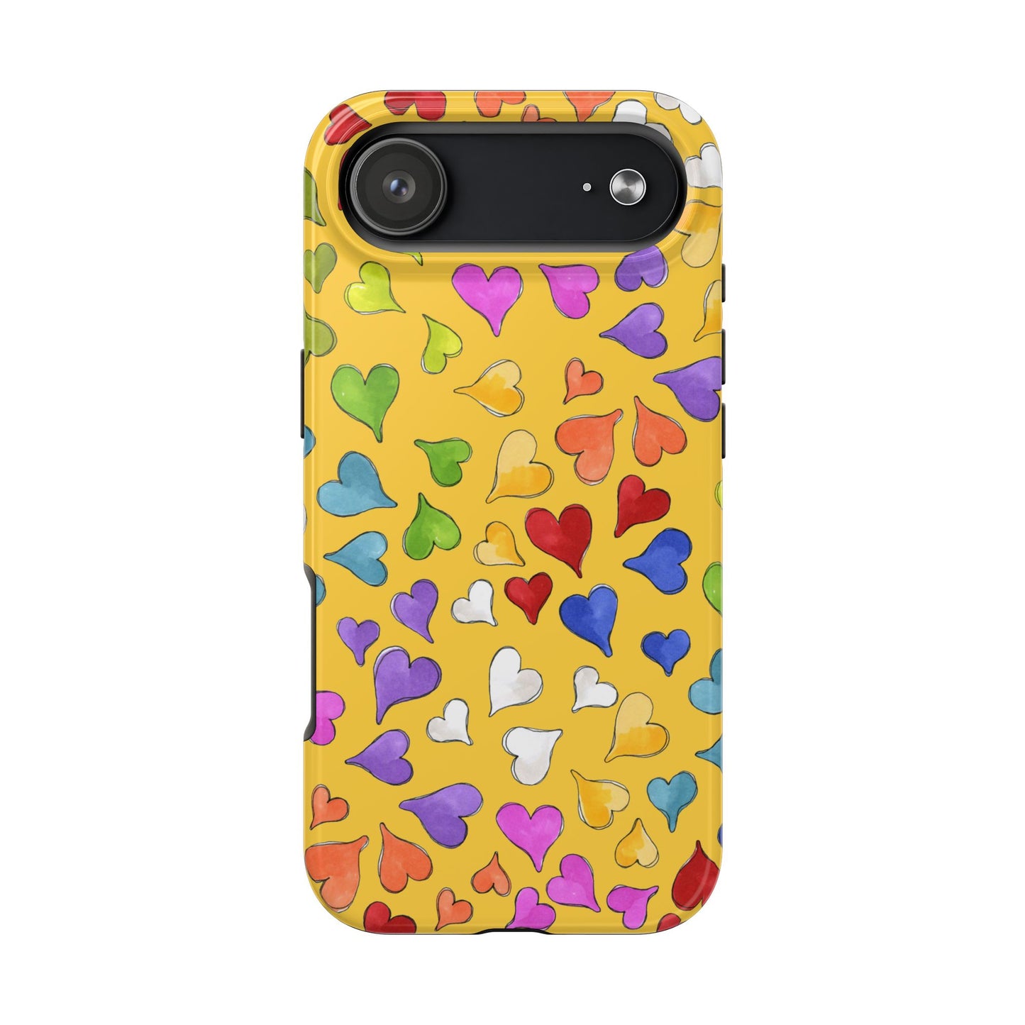 Happy Hearts Yellow Phone Case