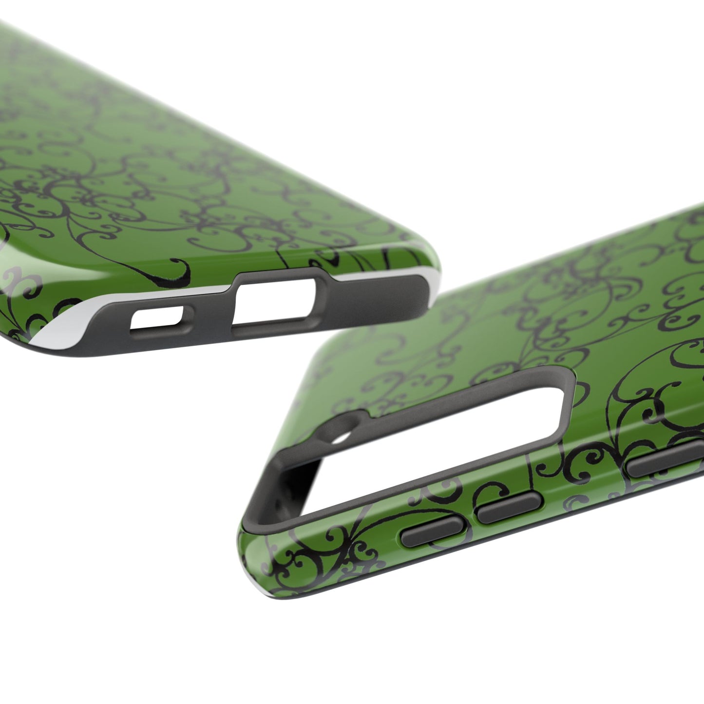 Elegant Scroll Green / Black Phone Case
