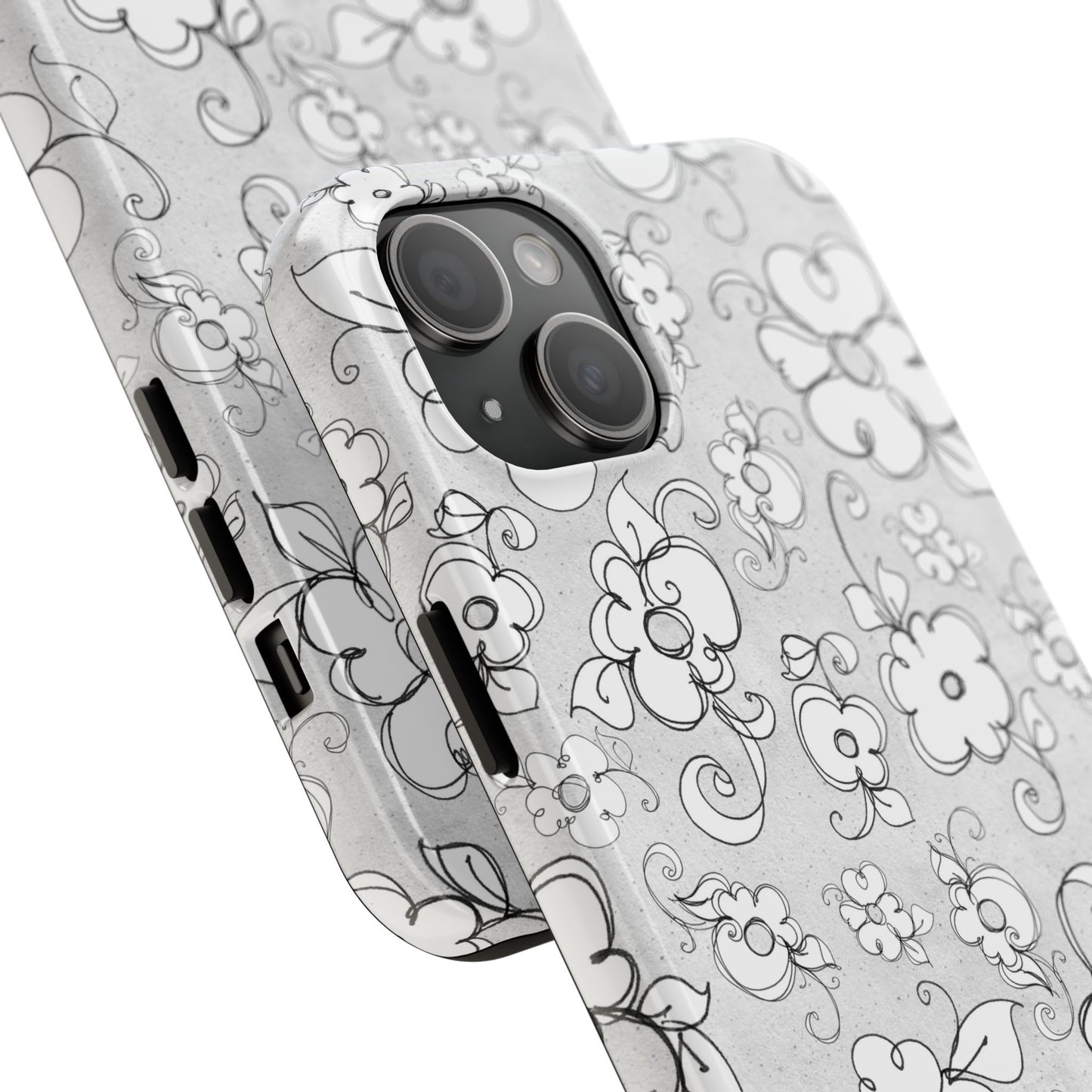 Lady Flowers Silver Phone Case
