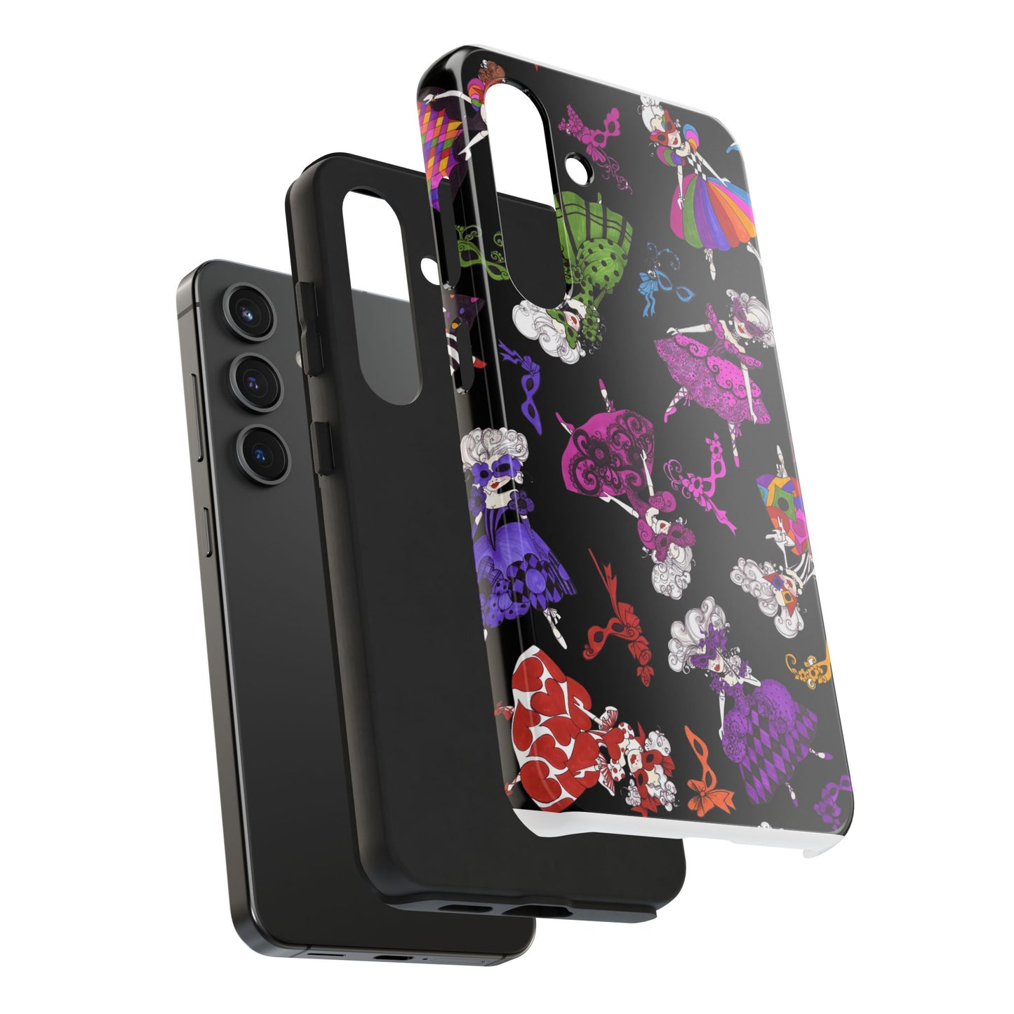 Tossed Masquerade Ladies Black Phone Case