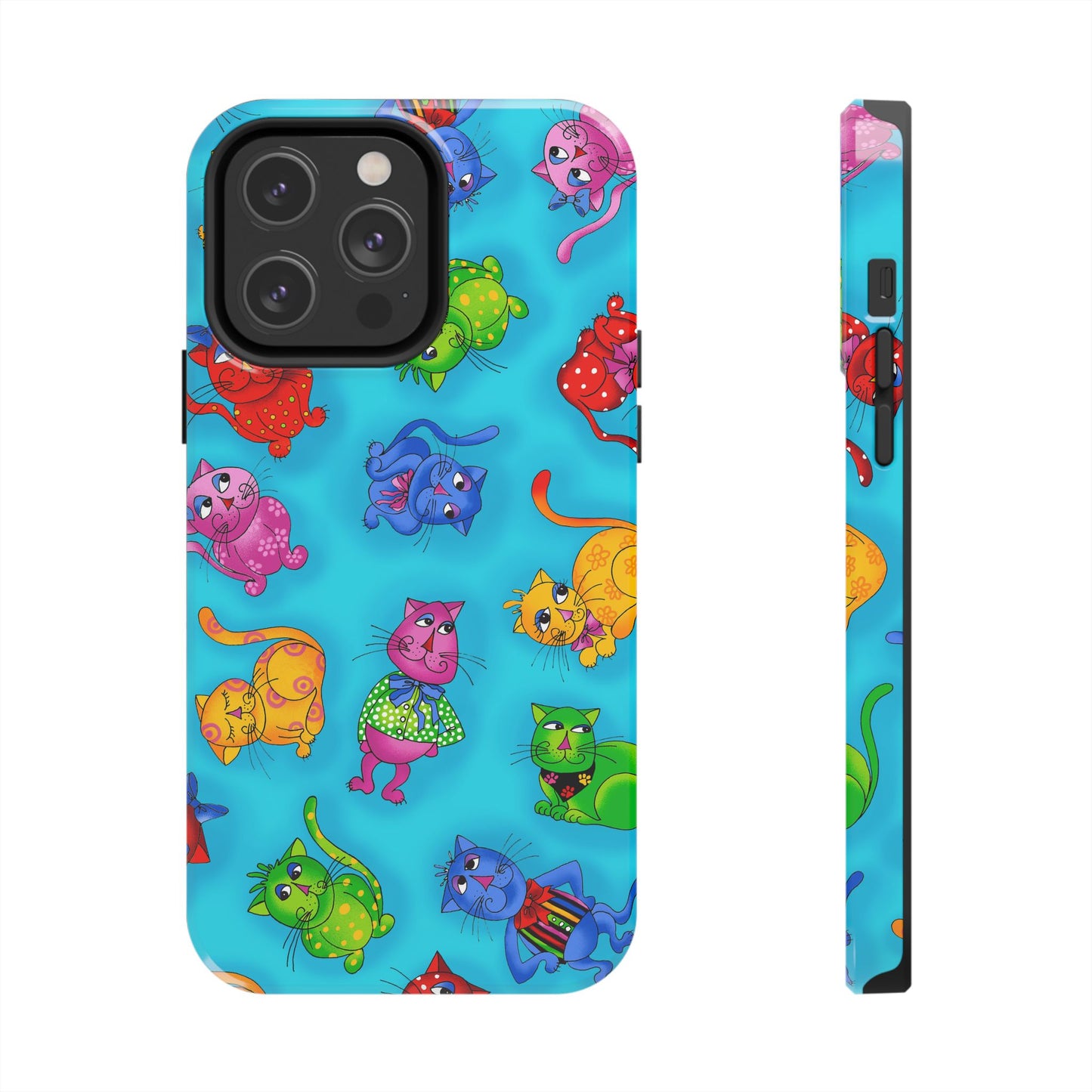 Tossed Cool Cats Turquoise Phone Case