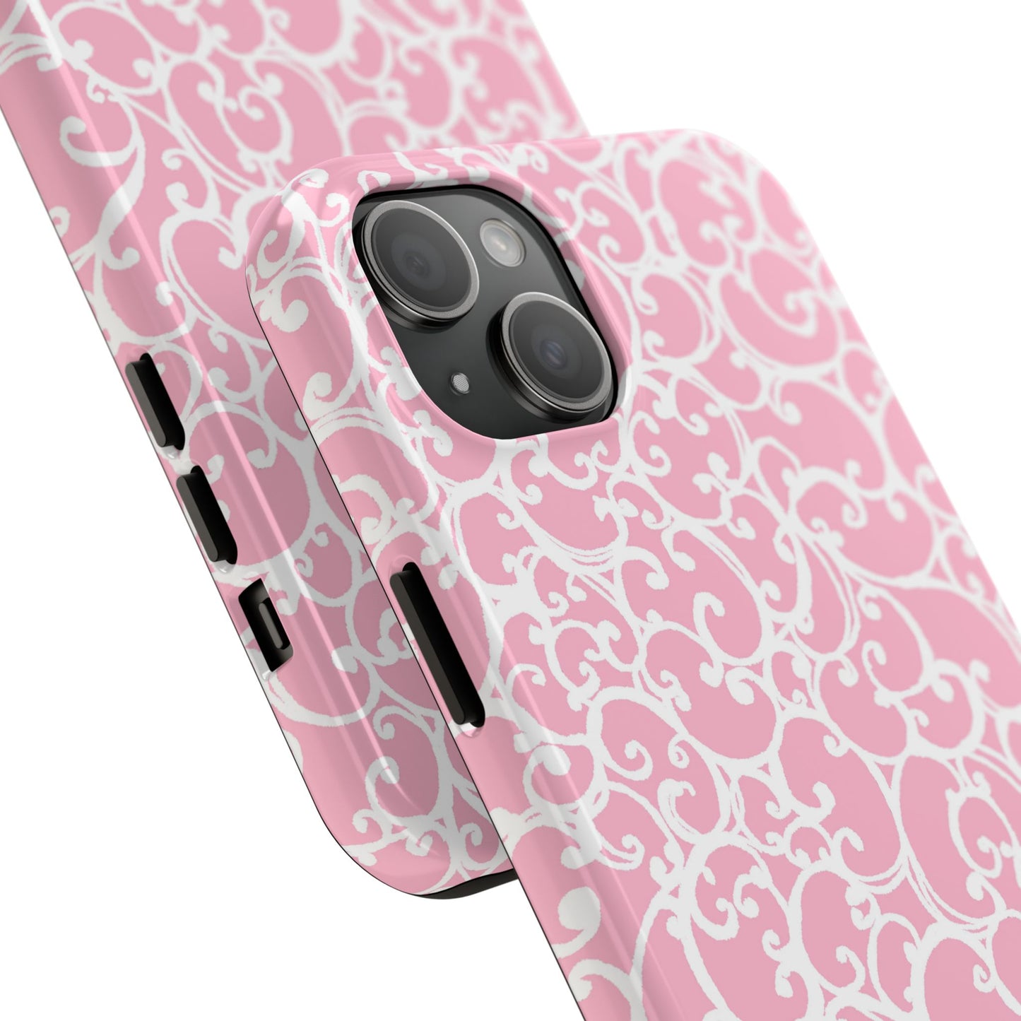 Scrollie Pink / White Phone Case