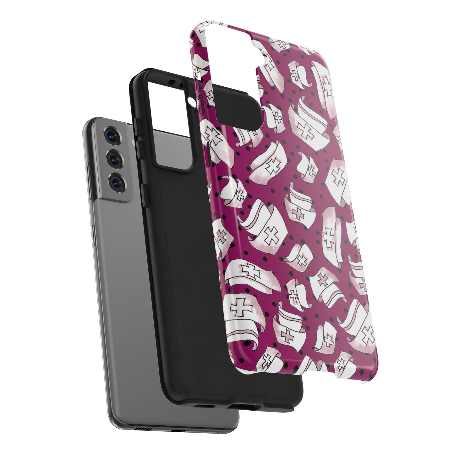 Med Hats Burgundy / Black Phone Case