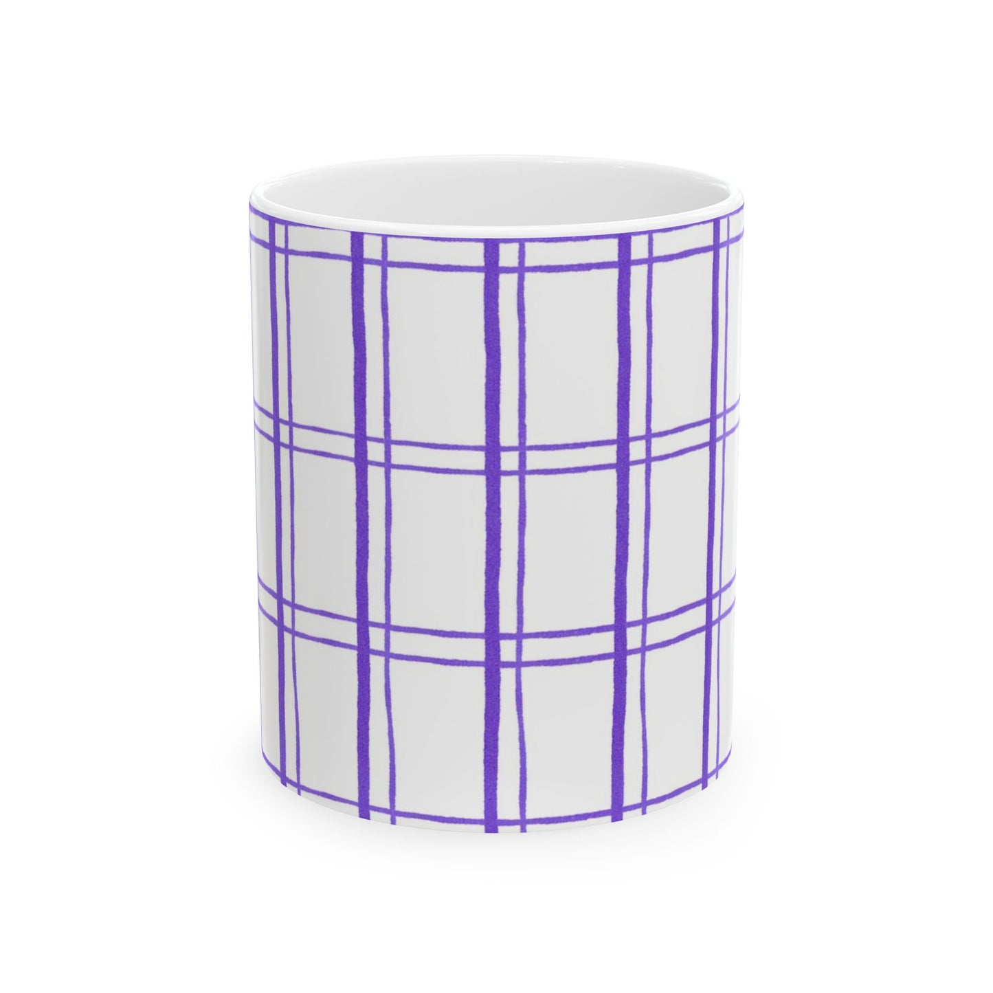 Kitchen Plaid White / Blue Cup