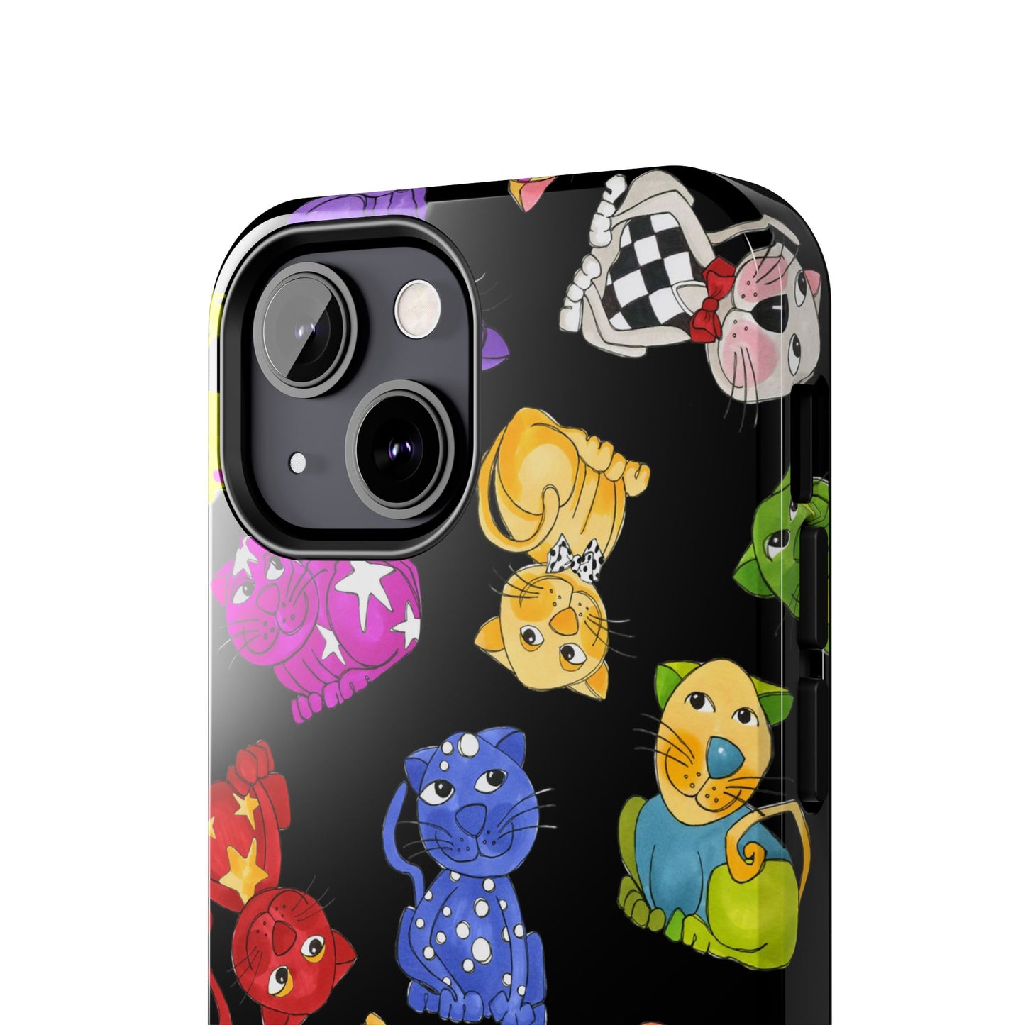Tossed Happy Cats Black Phone Case