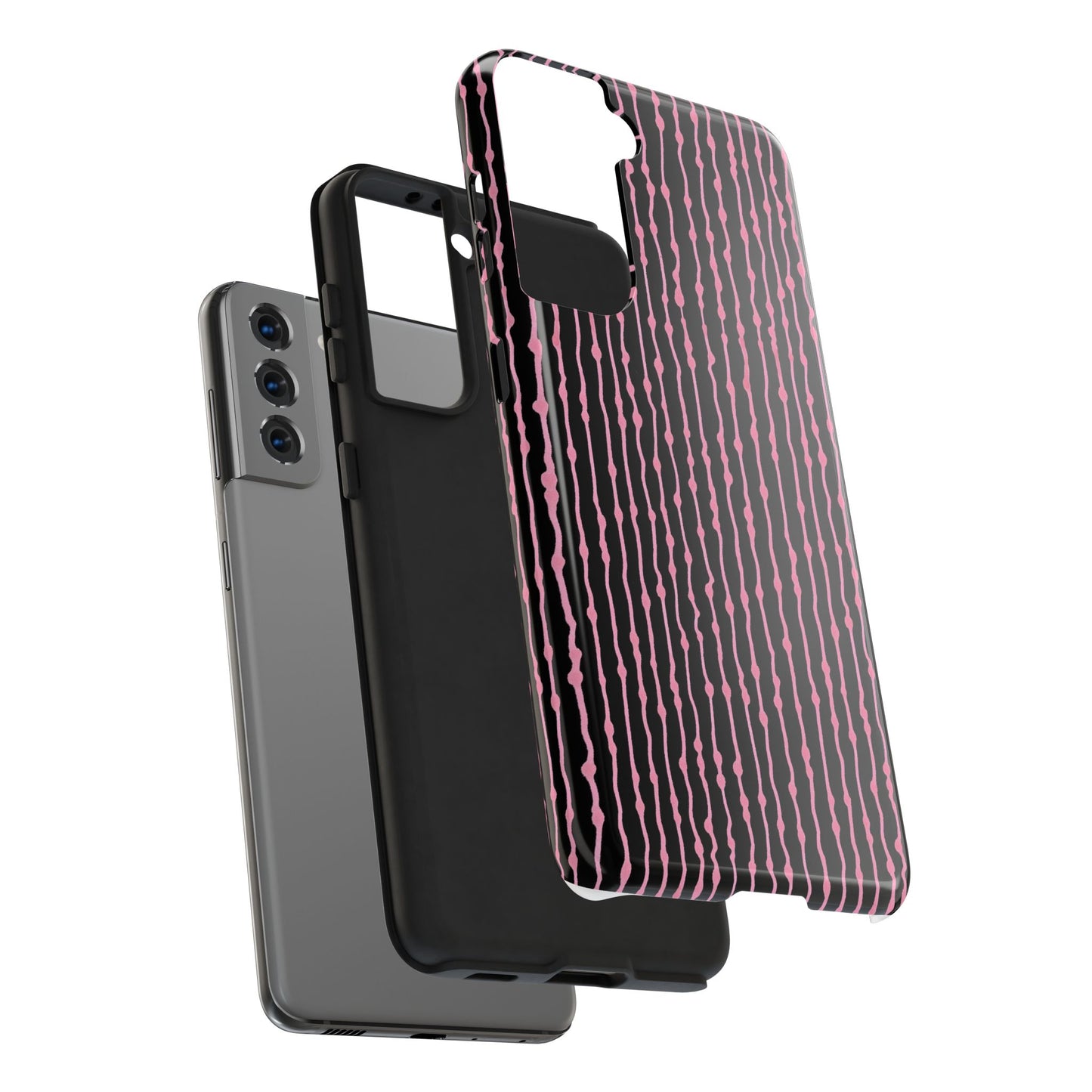 Faux Seersucker Black / Pink Phone Case