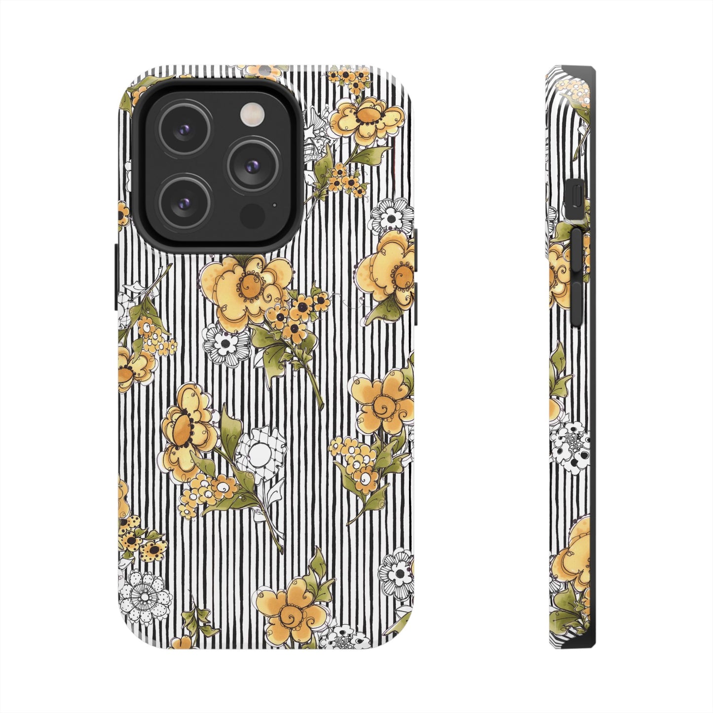 Bee Floral White / Black Phone Case