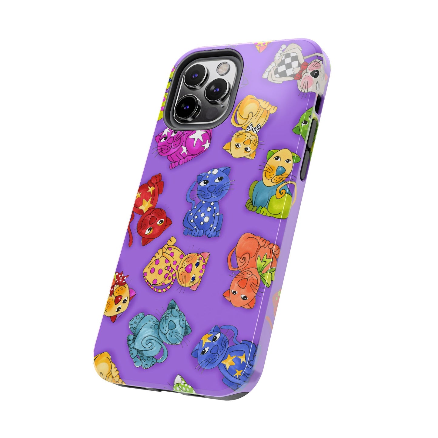 Tossed Happy Cats Purple Phone Case