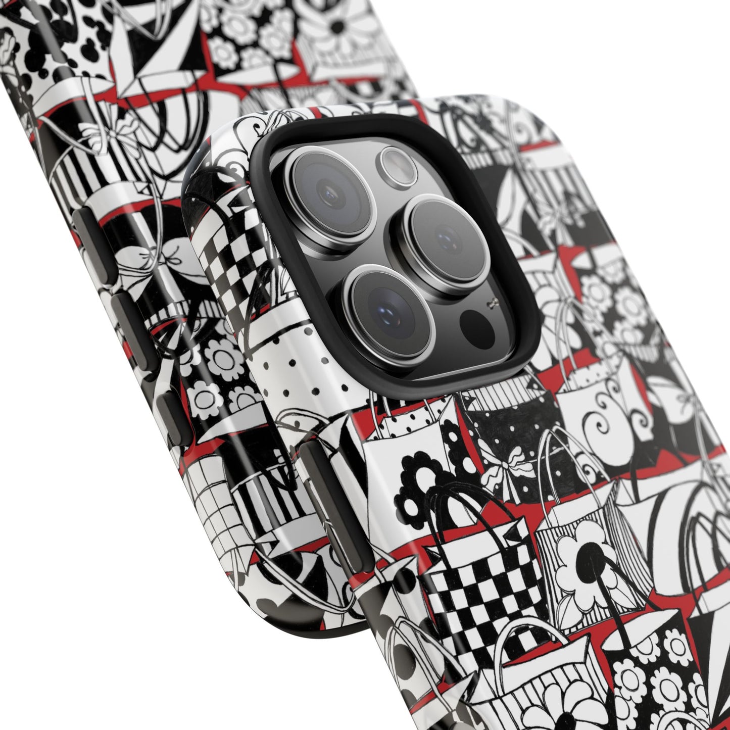 Totally Black, White & Red Phone Case