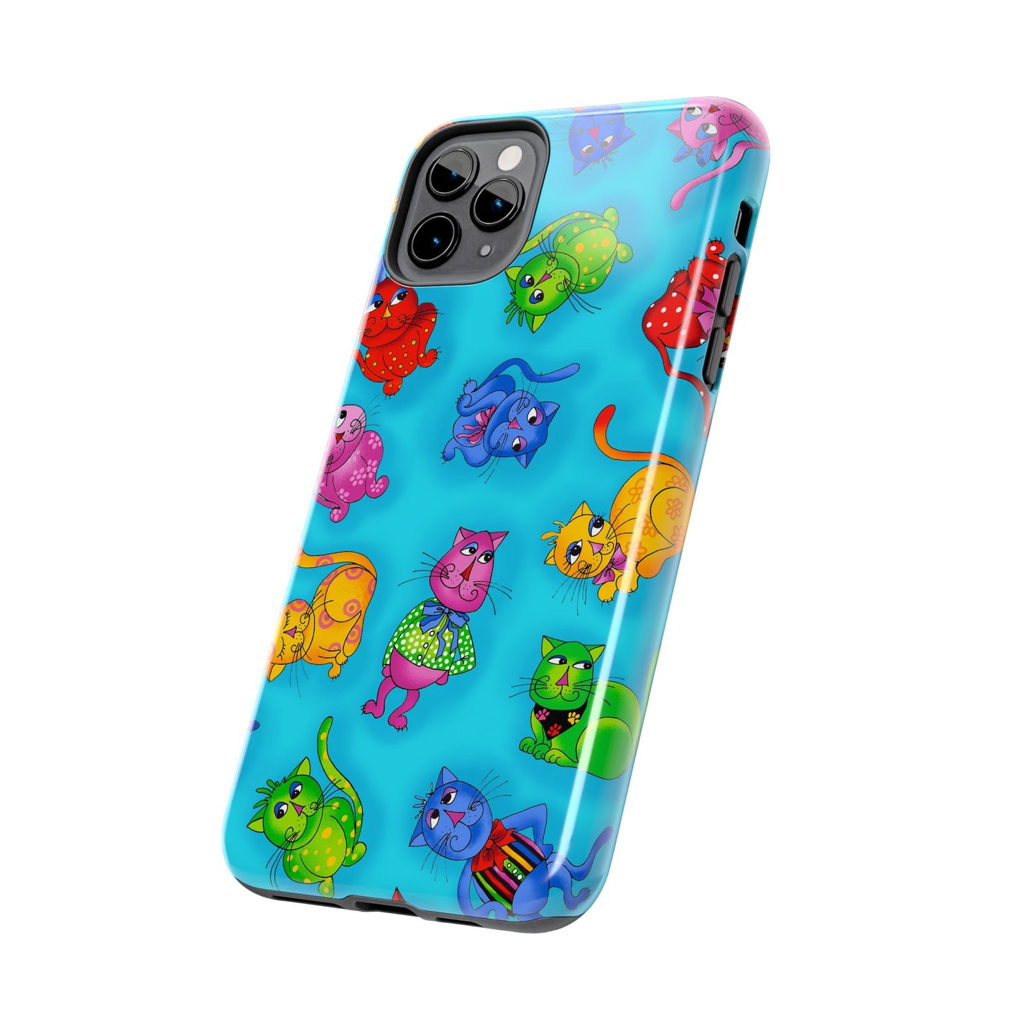 Tossed Cool Cats Turquoise Phone Case
