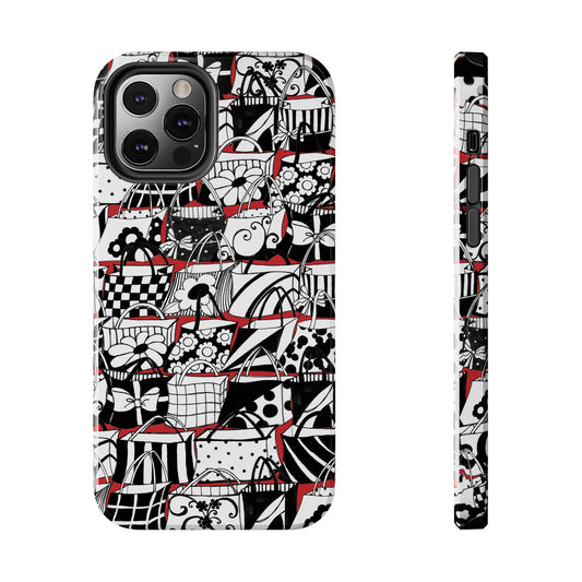Totally Black, White & Red Phone Case