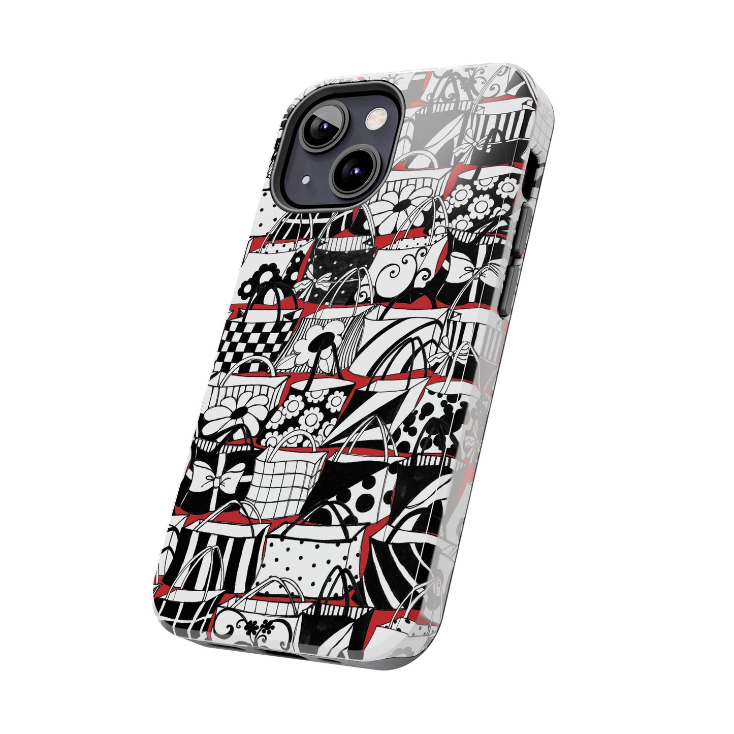 Totally Black, White & Red Phone Case