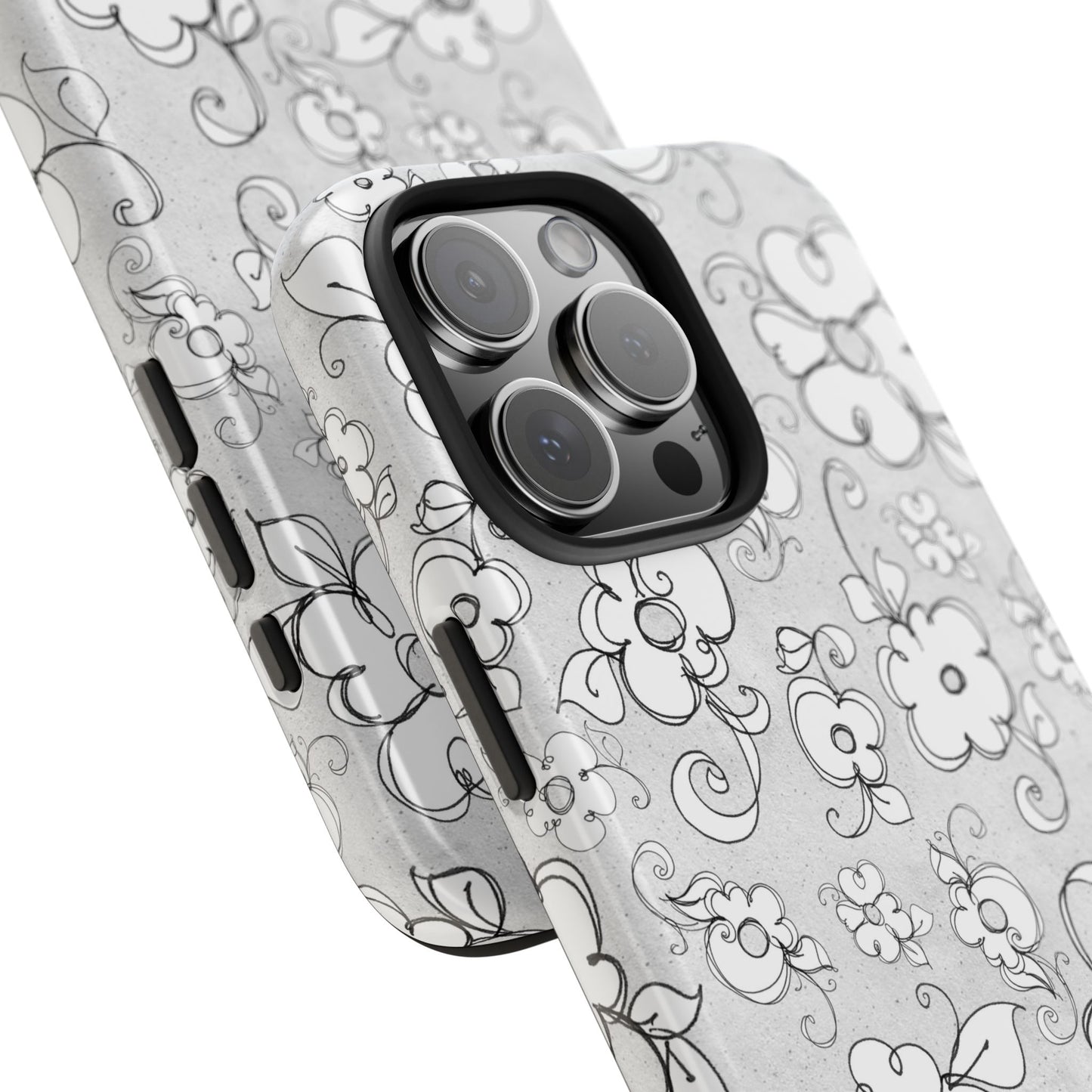 Lady Flowers Silver Phone Case