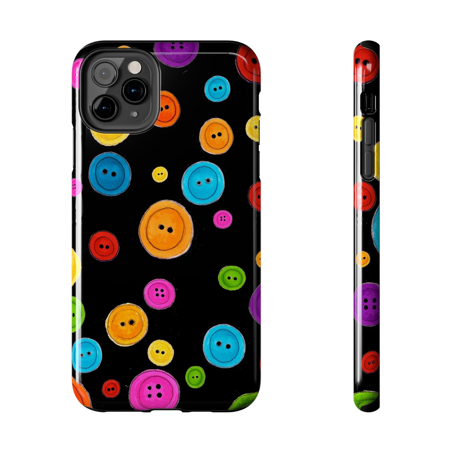 Button Dots Black Phone Case