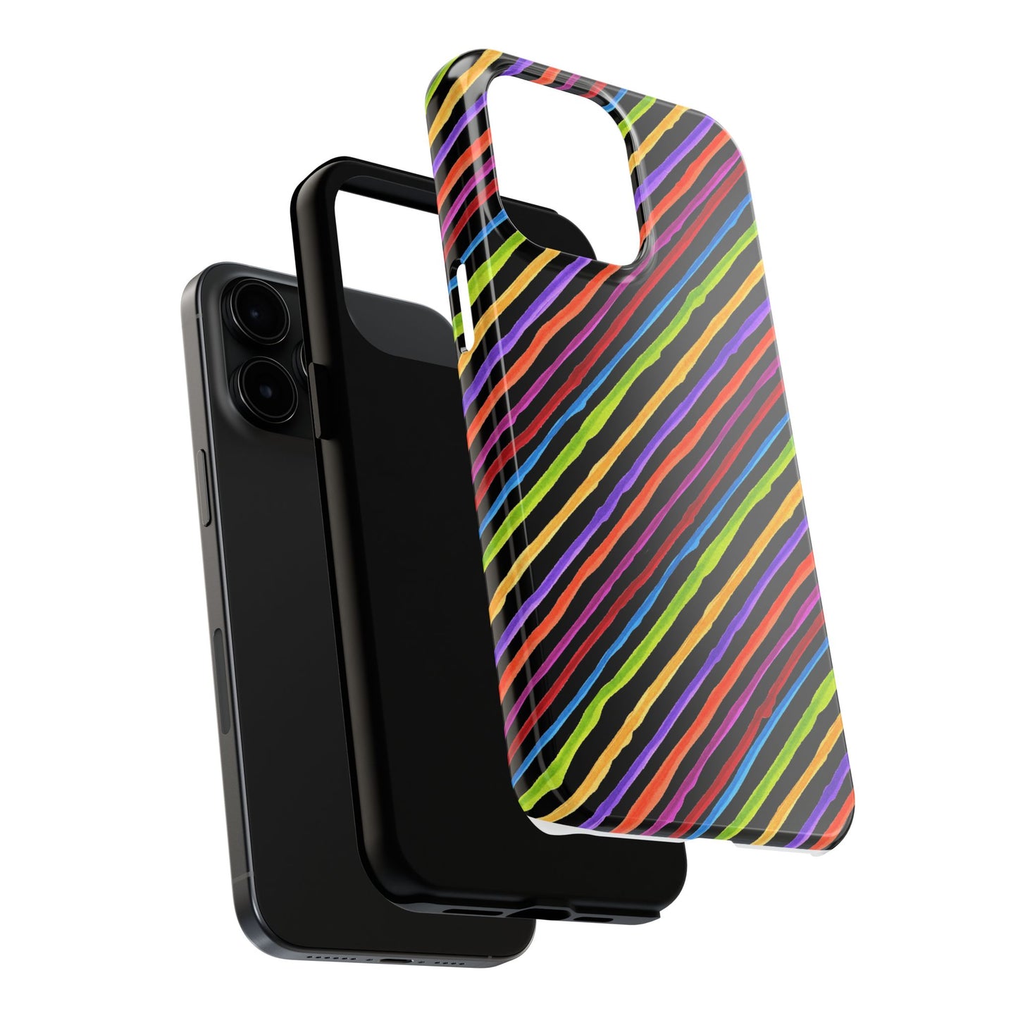 Quirky Bias Stripe Black Phone Case