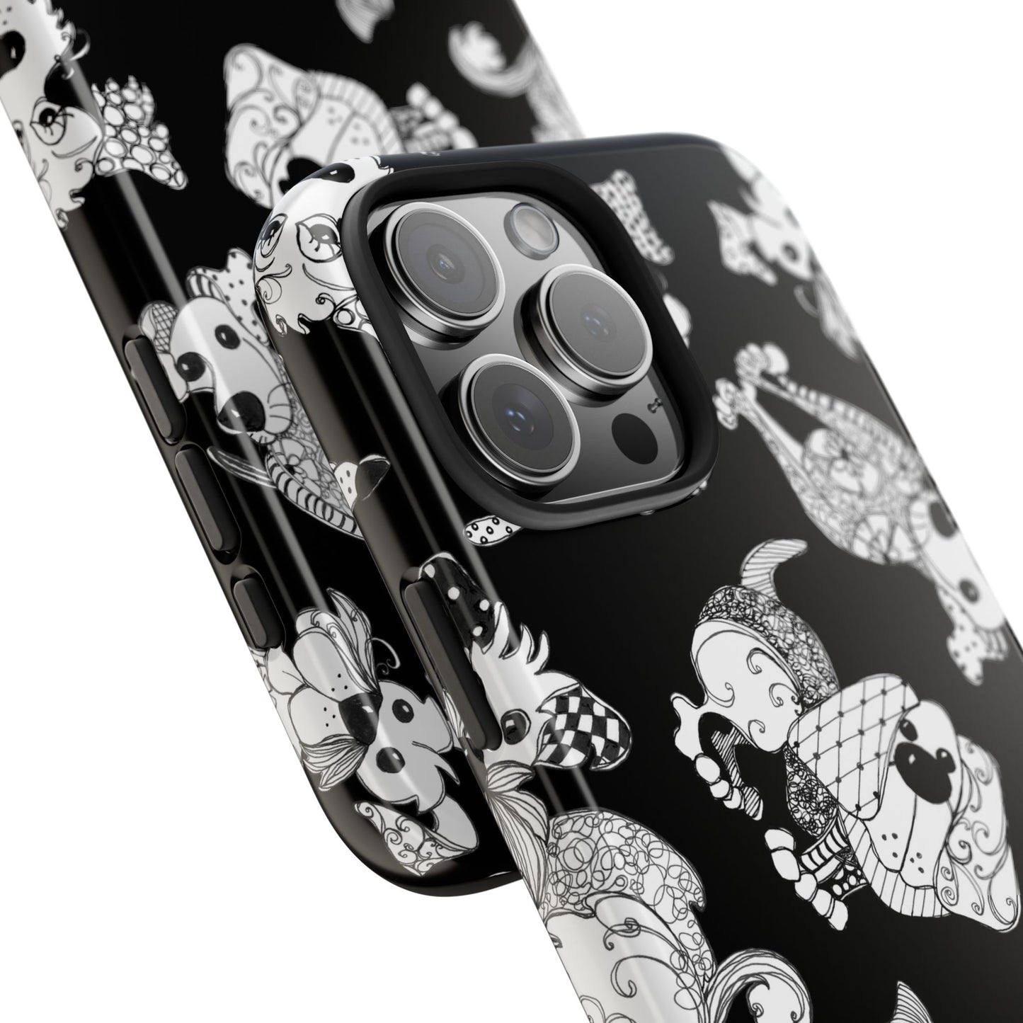 Doodle Dogs Black Phone Case