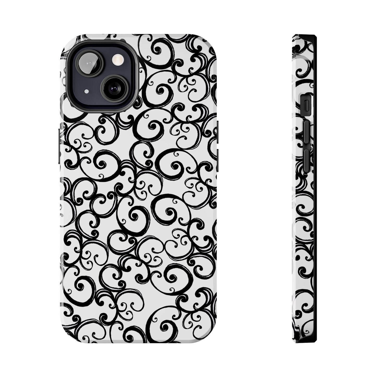 Curls White / Black Phone Case