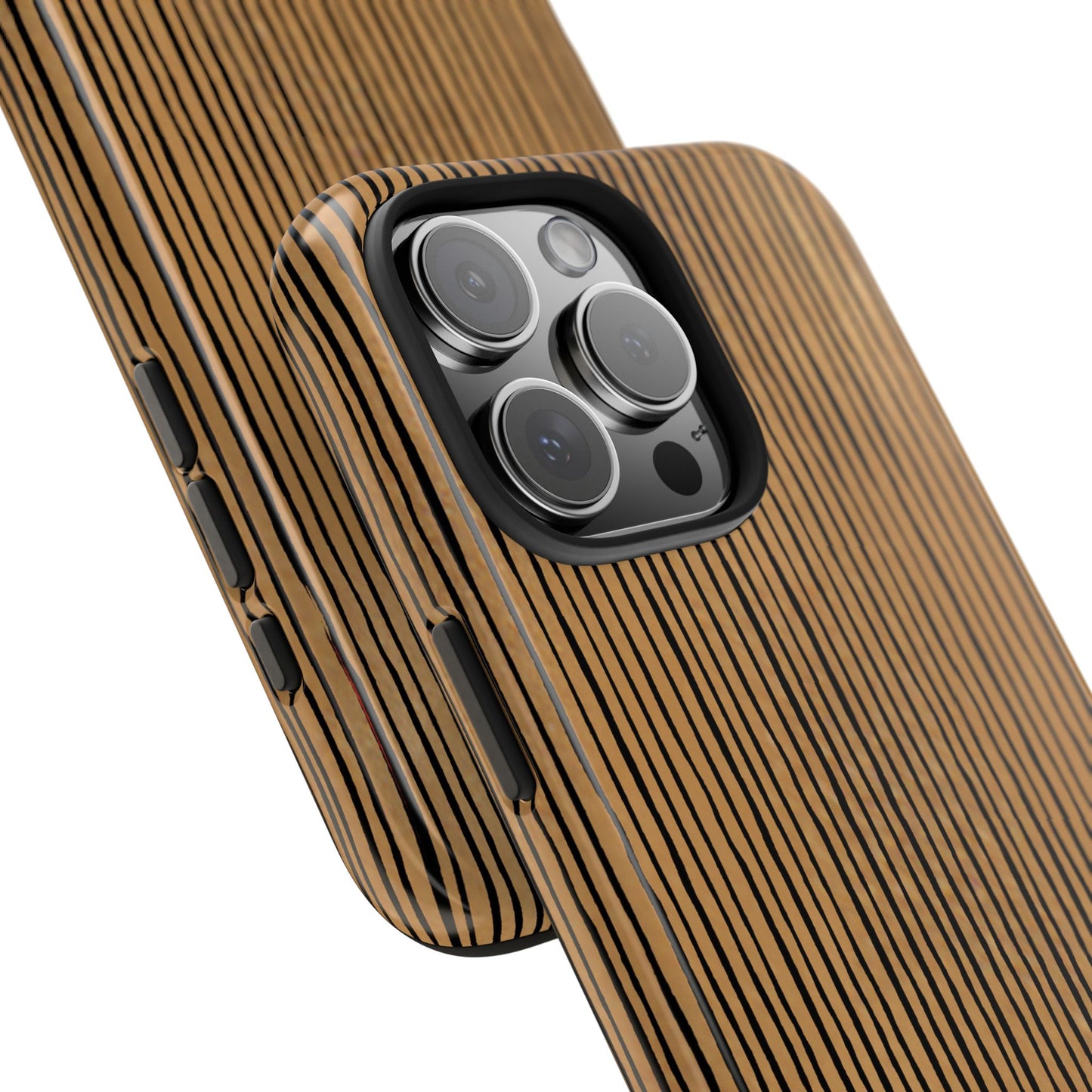 Quirky Pin Stripe Tan / Black Phone Case