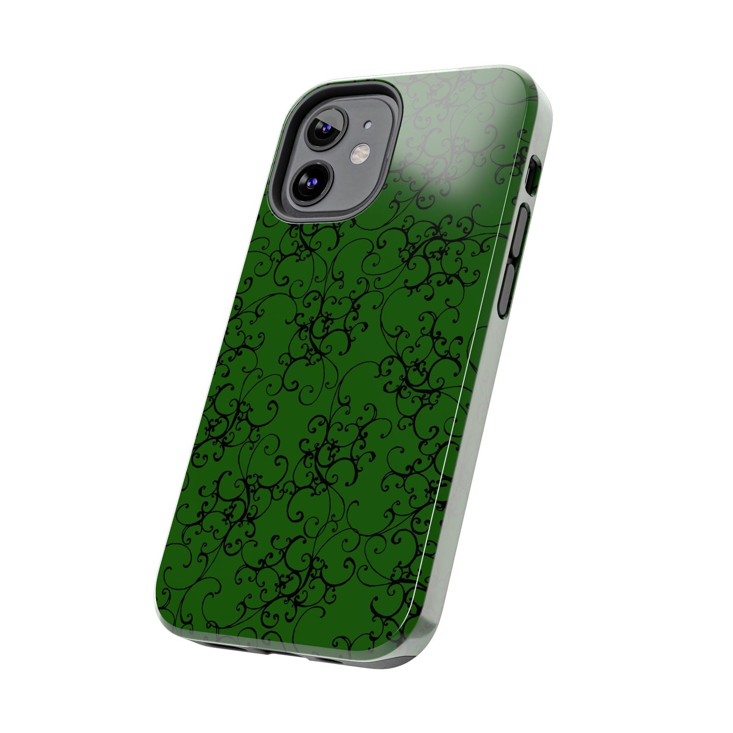 Elegant Scroll Dark Green / Black Phone Case