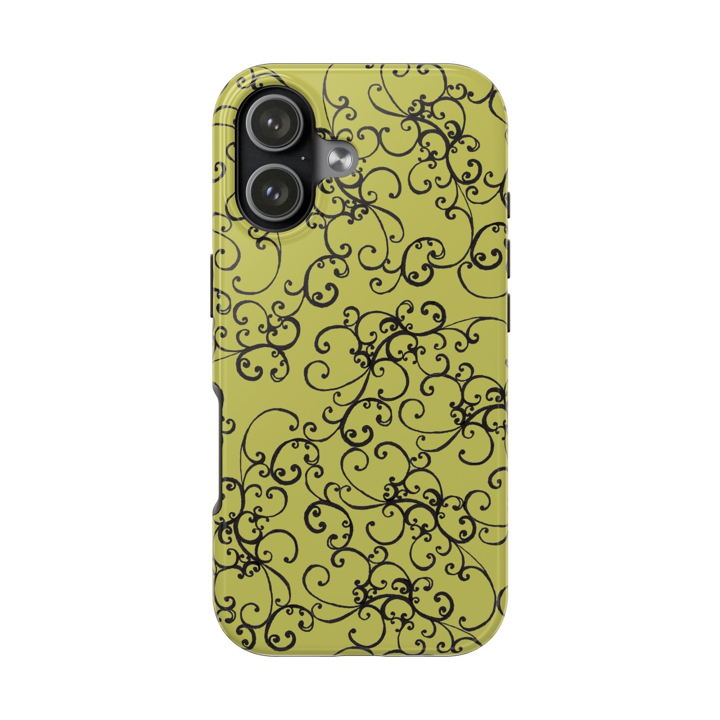 Elegant Scroll Green / Black Phone Case