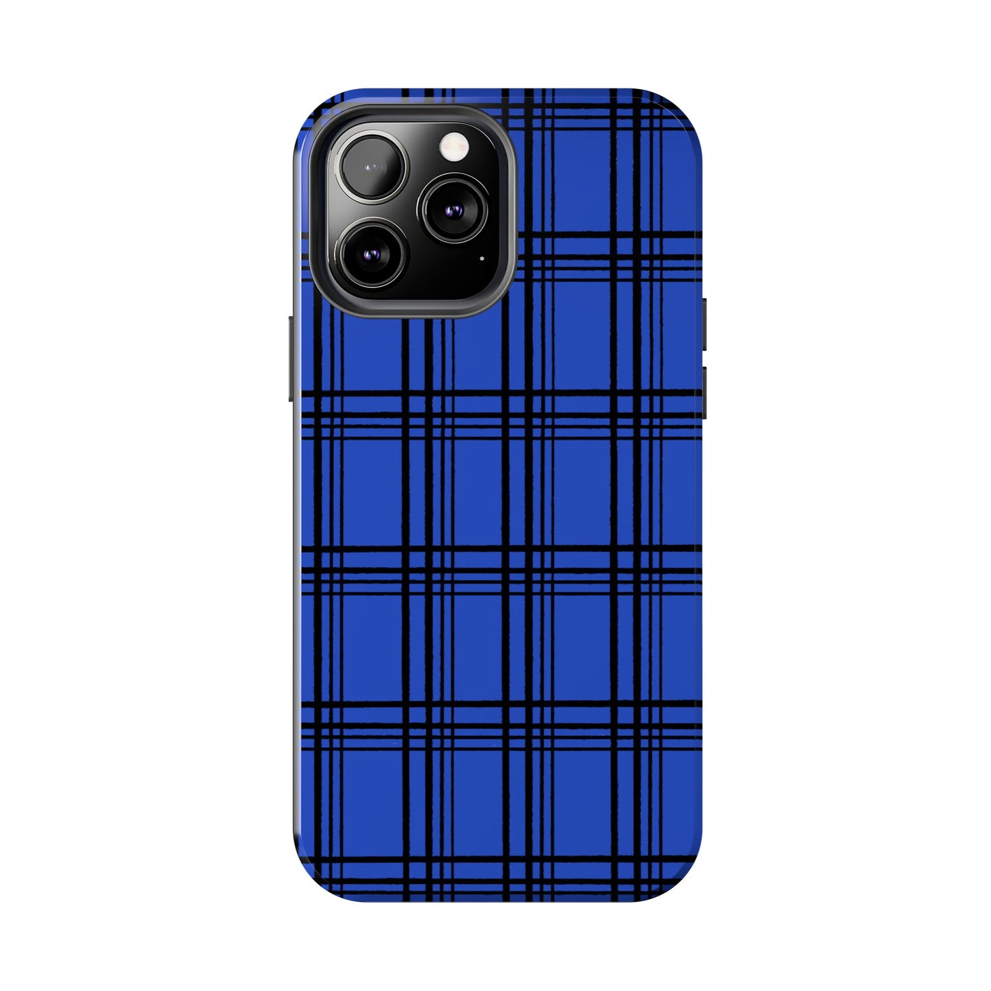 Glad Plaid Blue / Black Phone Case