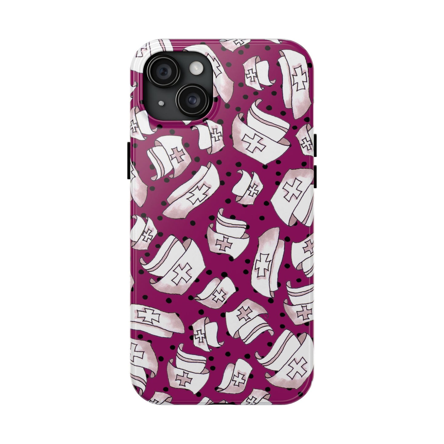 Med Hats Burgundy / Black Phone Case