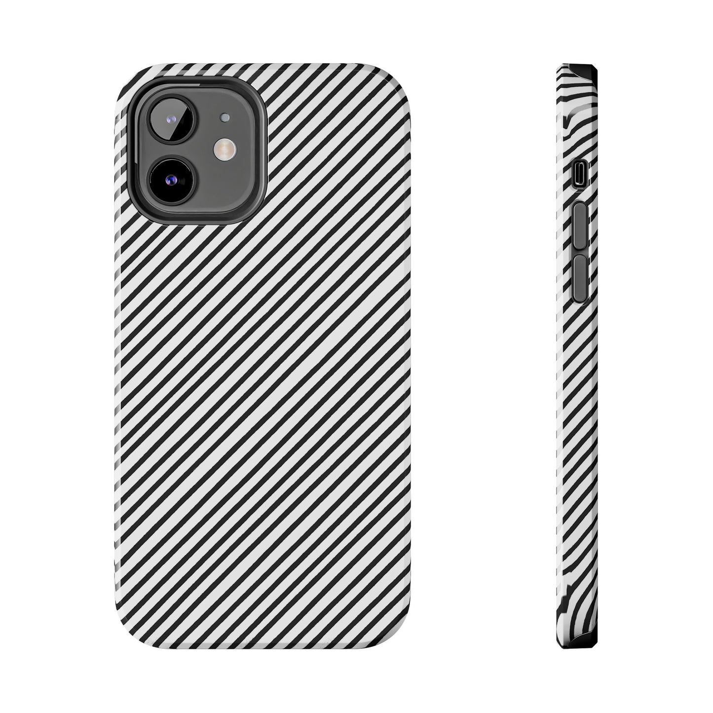 Diagonal Stripe White / Black Phone Case