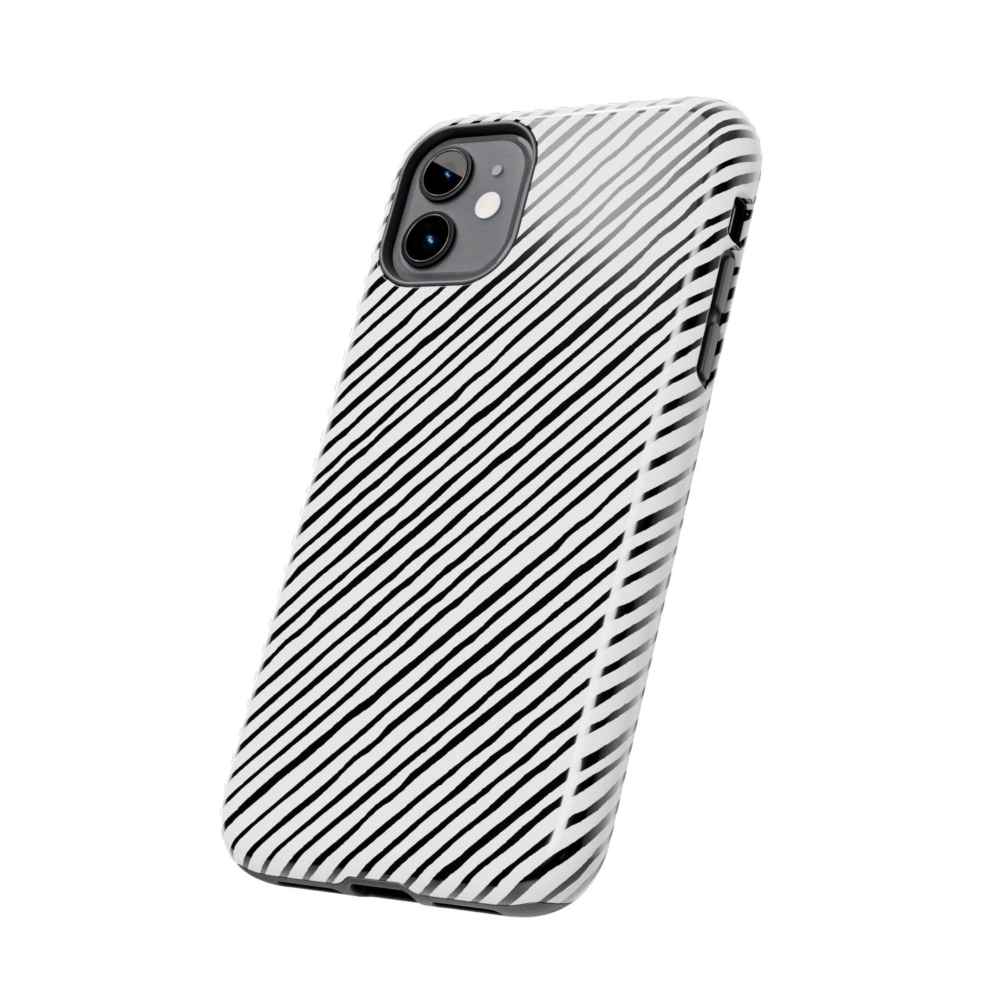 Quirky Bias Stripe White / Black Phone Case