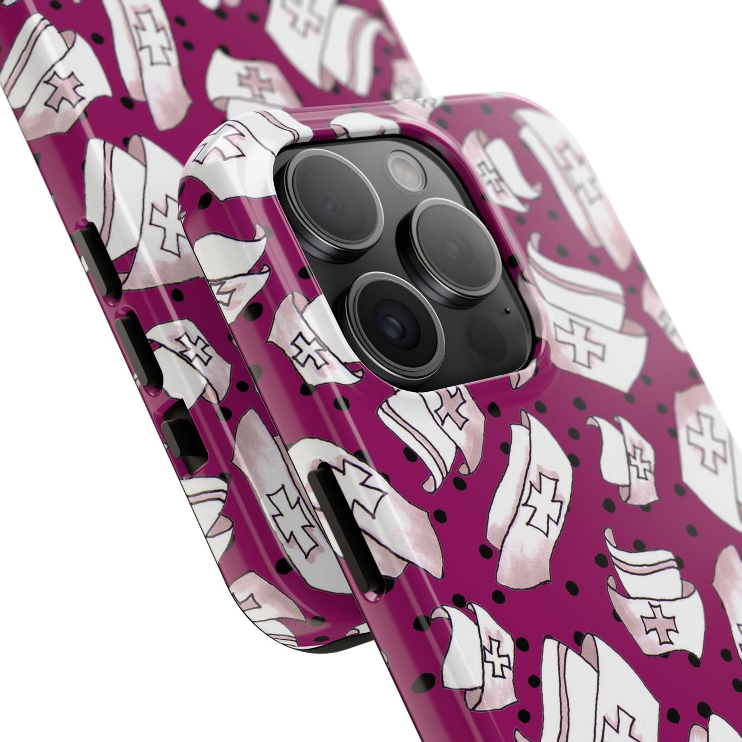 Med Hats Burgundy / Black Phone Case