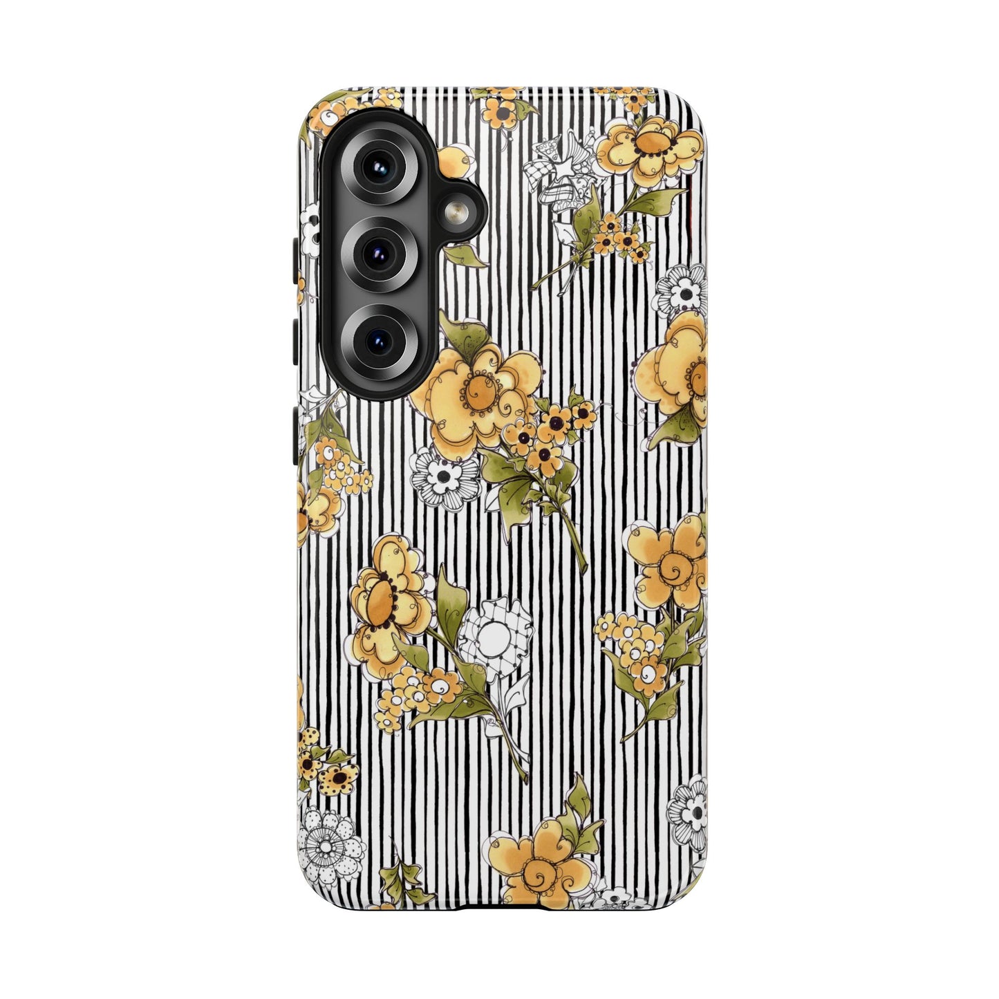 Bee Floral White / Black Phone Case
