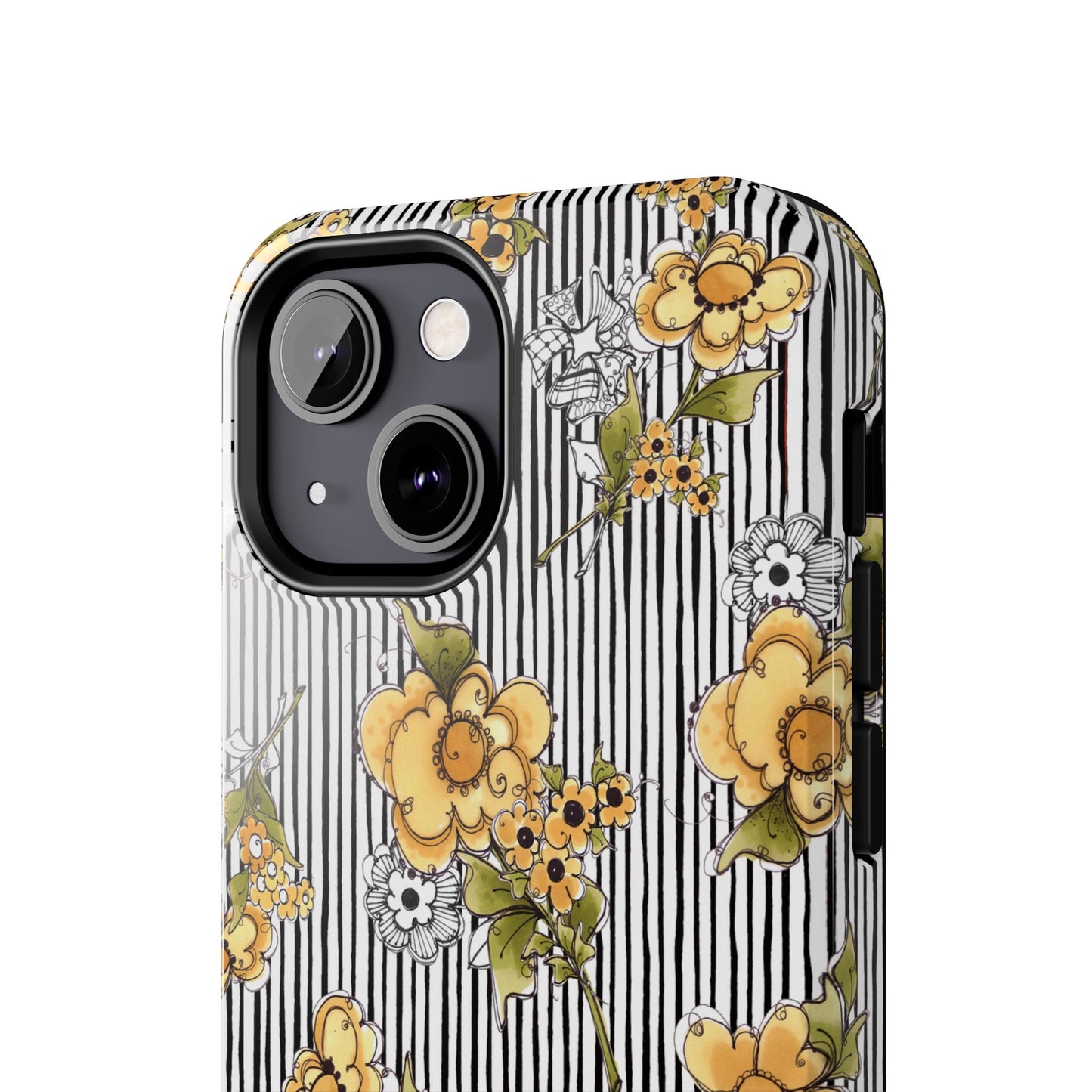 Bee Floral White / Black Phone Case