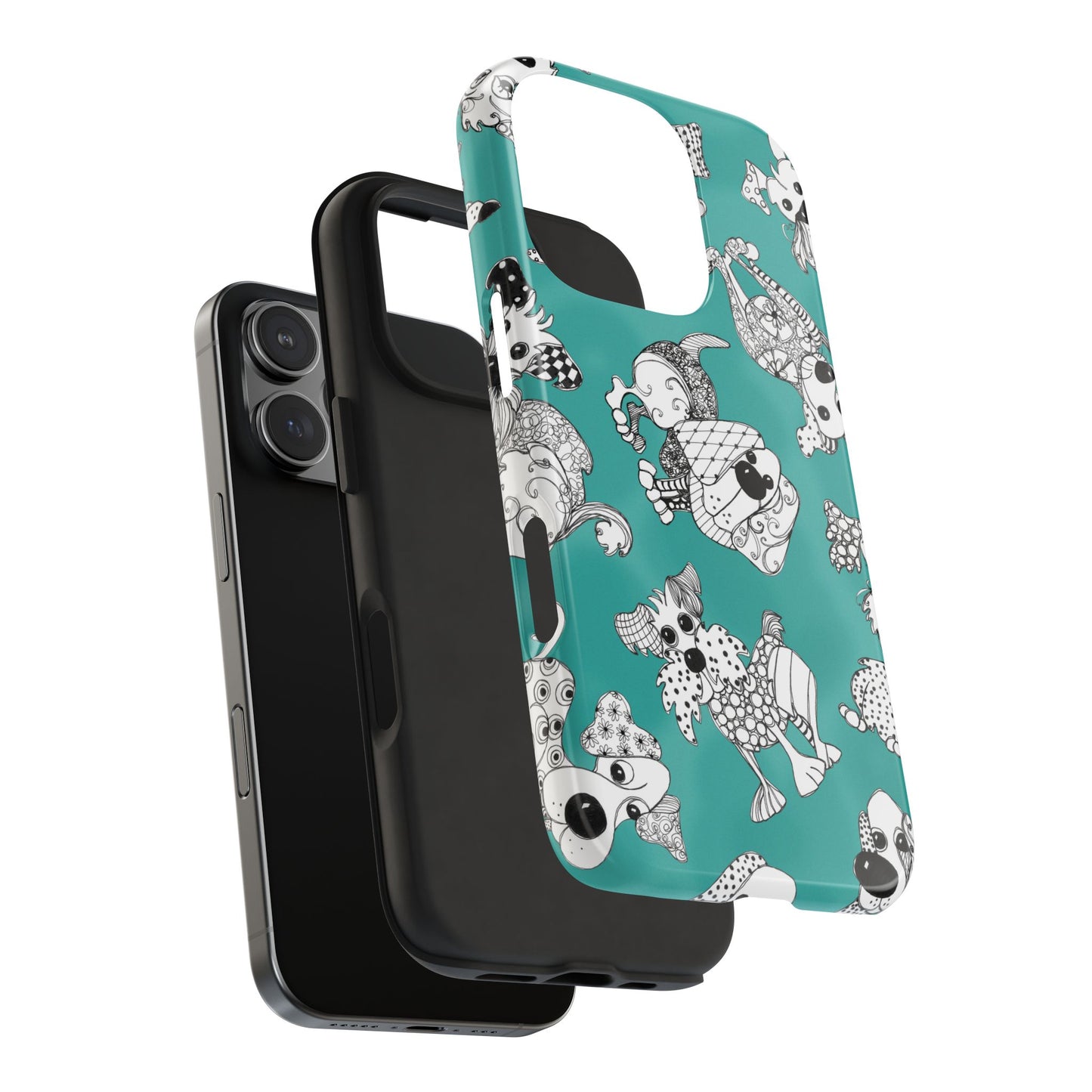 Doodle Dogs Turquoise Phone Case