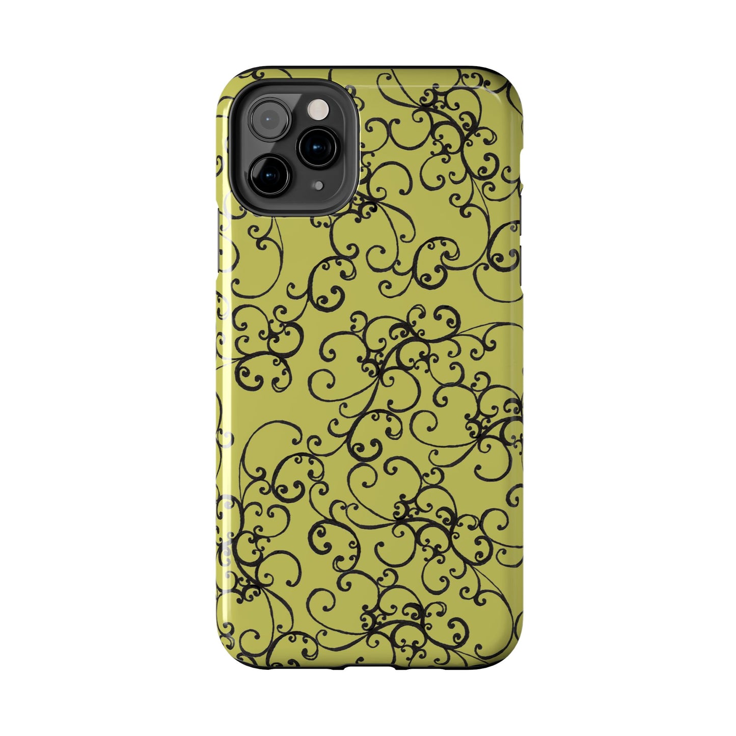Elegant Scroll Green / Black Phone Case