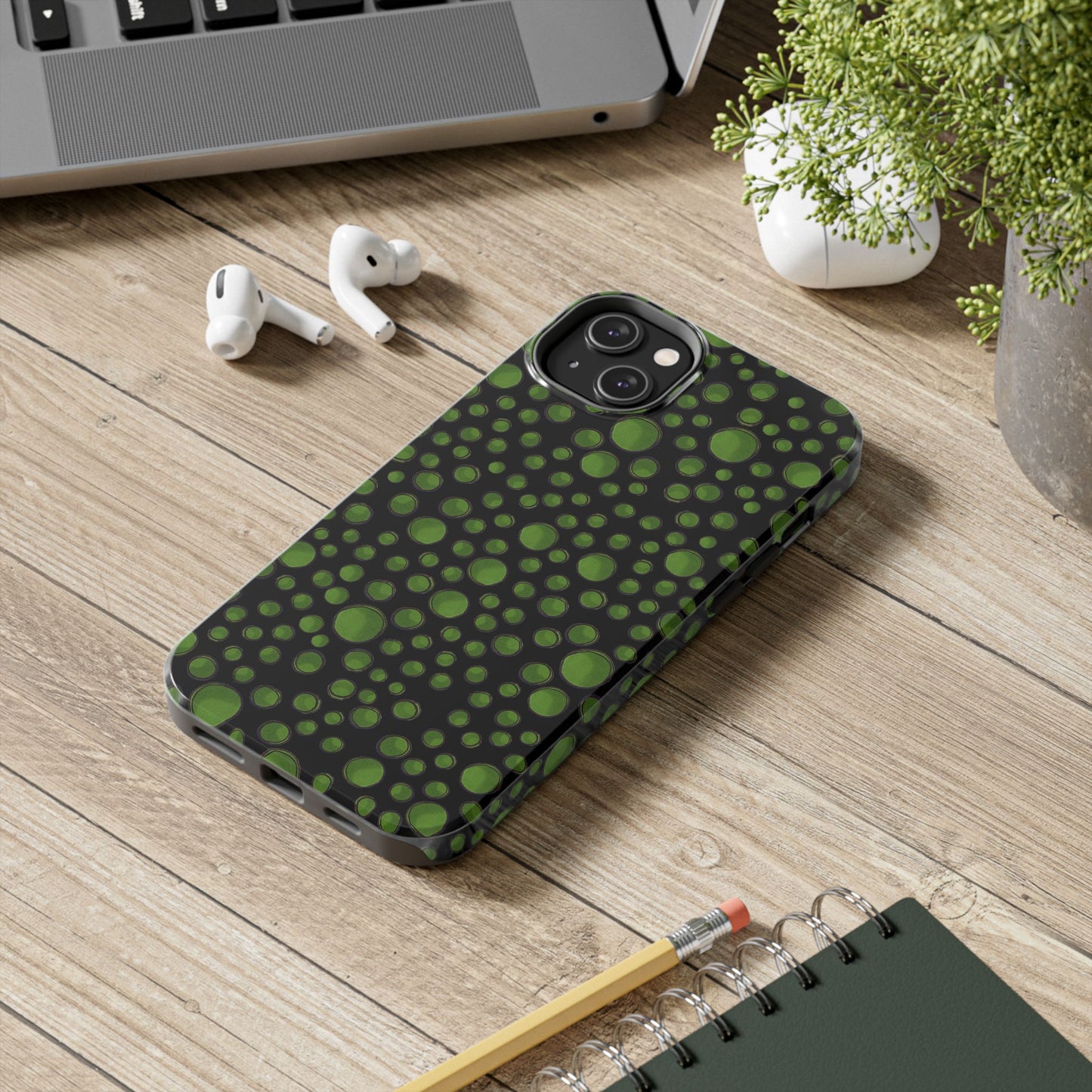 Dot Assortment Black / Green Phone Case