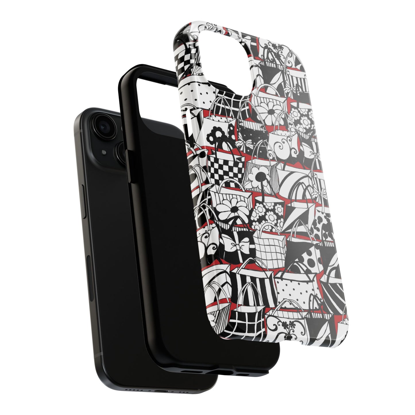 Totally Black, White & Red Phone Case