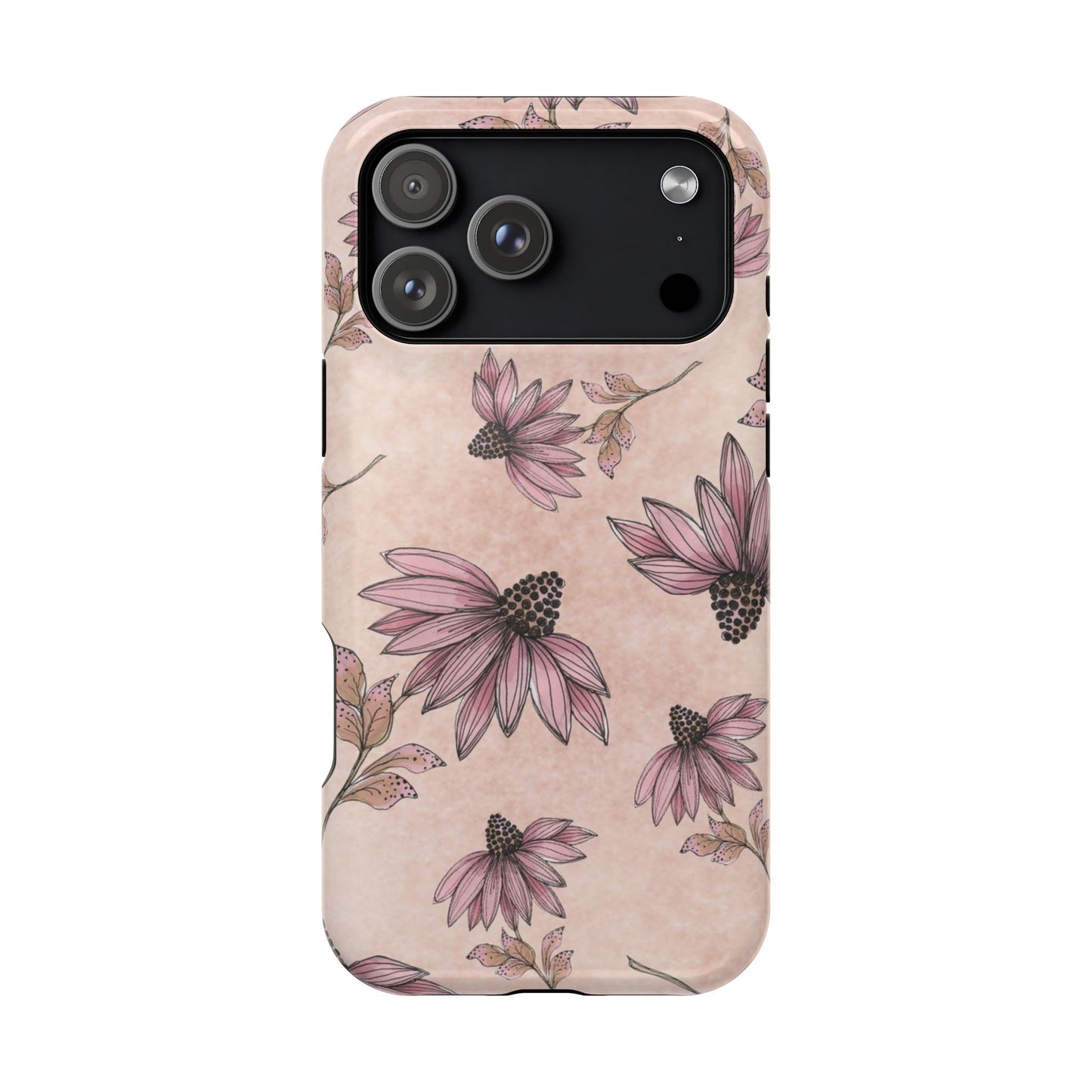 Wild Cone Flowers Pink Marble Phone Case