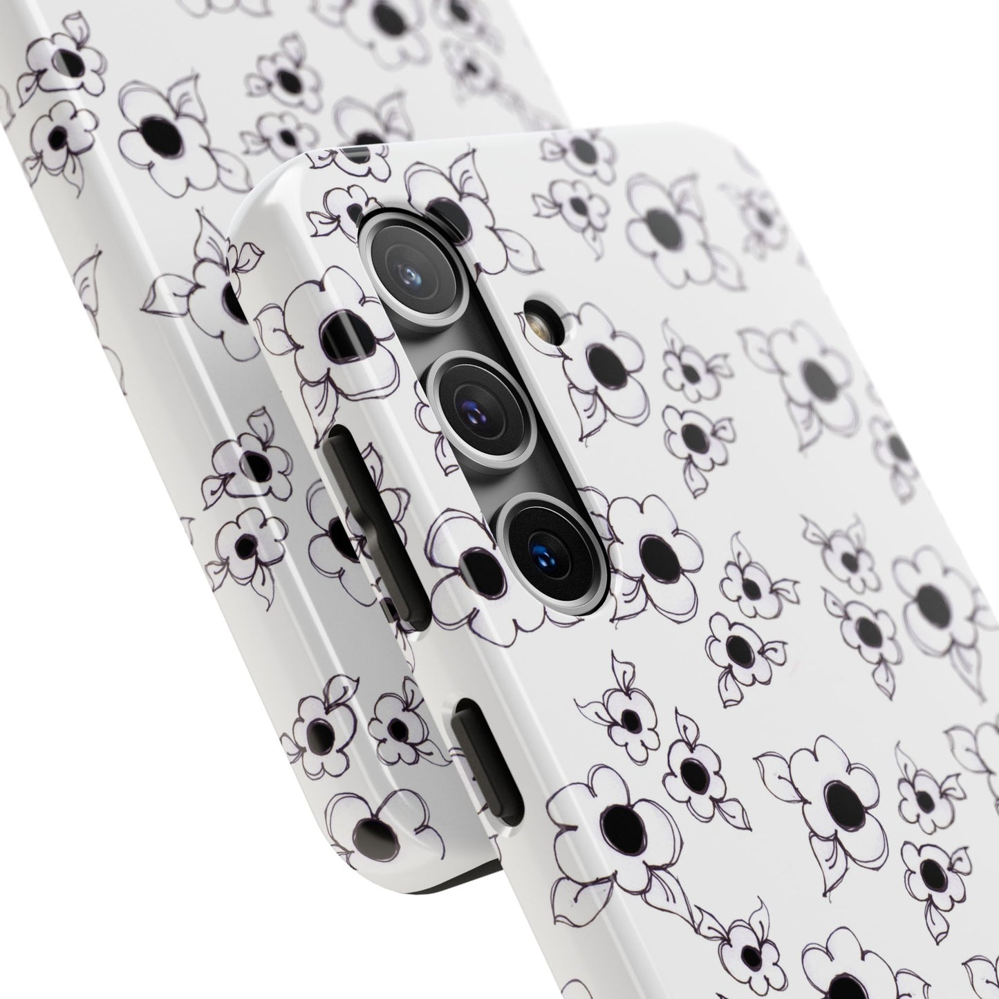 Daisy Cluster White / Black Phone Case