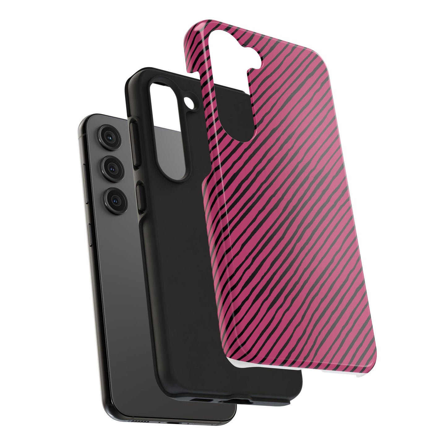 Quirky Bias Stripe Magenta / Black Phone Case