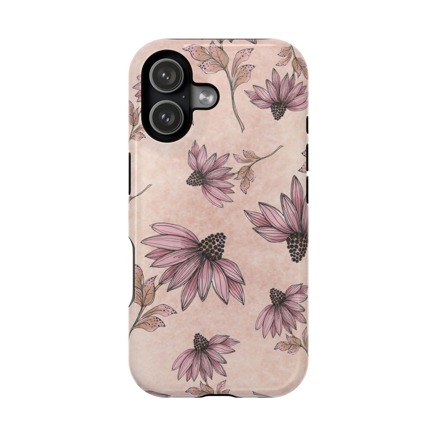Wild Cone Flowers Pink Marble Phone Case