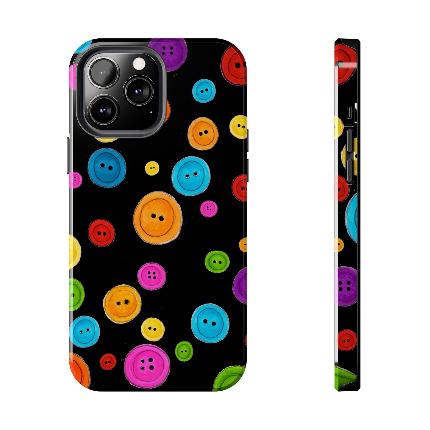 Button Dots Black Phone Case