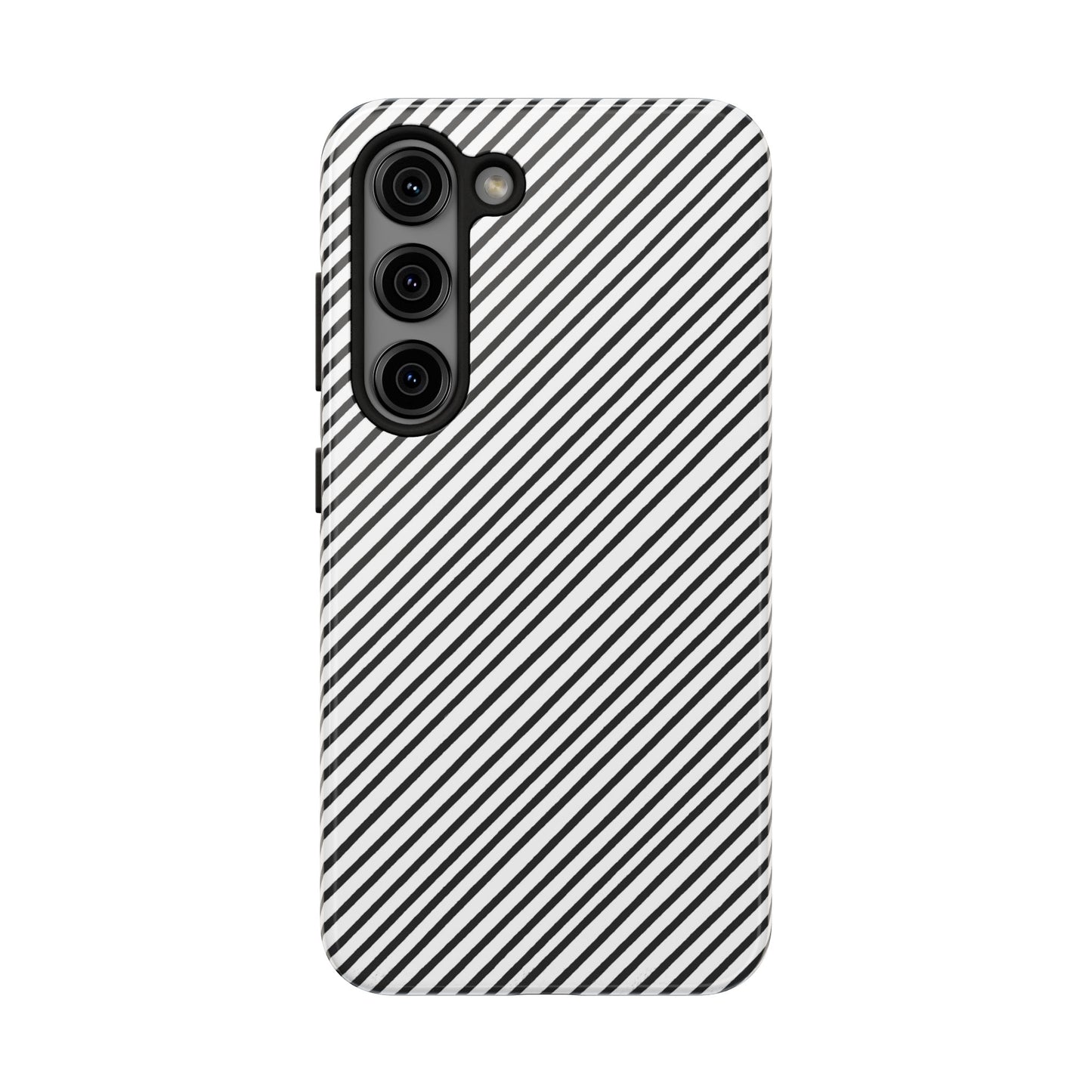 Diagonal Stripe White / Black Phone Case