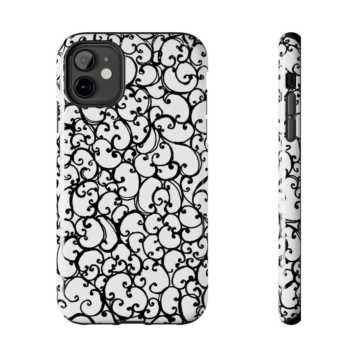 Scrollie White / Black Phone Case