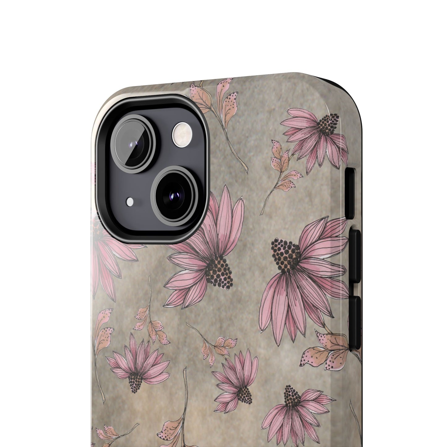 Wild Cone Flowers Taupe Marble Phone Case