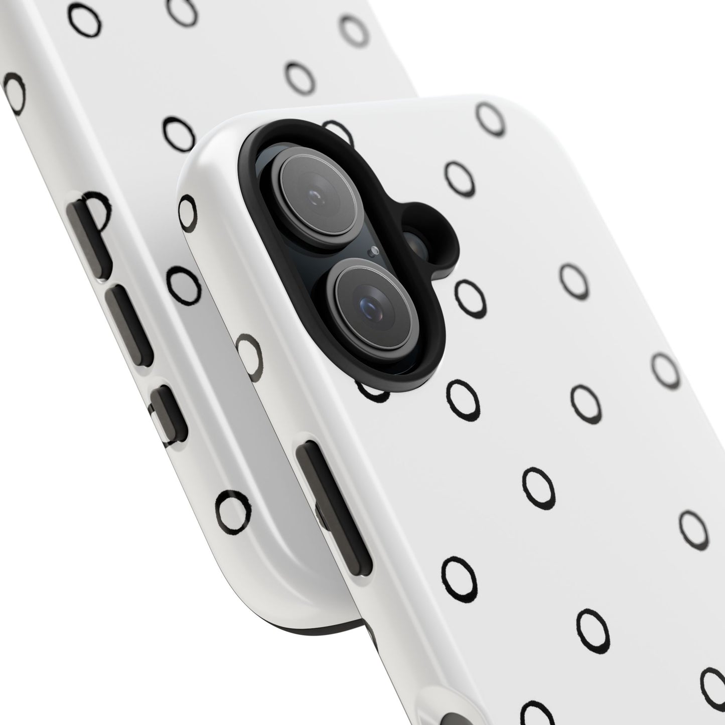 Open Dots White / Black Phone Case