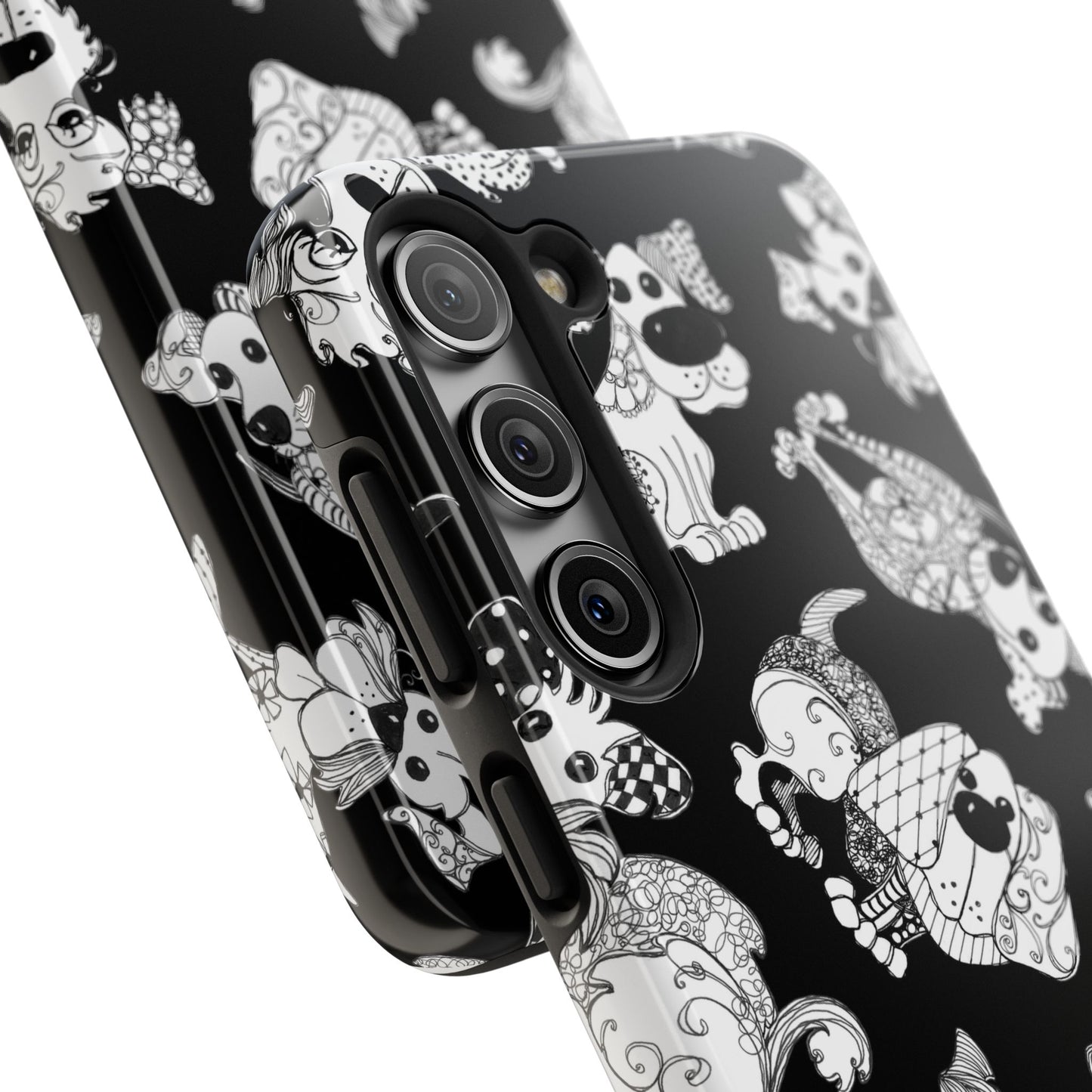 Doodle Dogs Black Phone Case