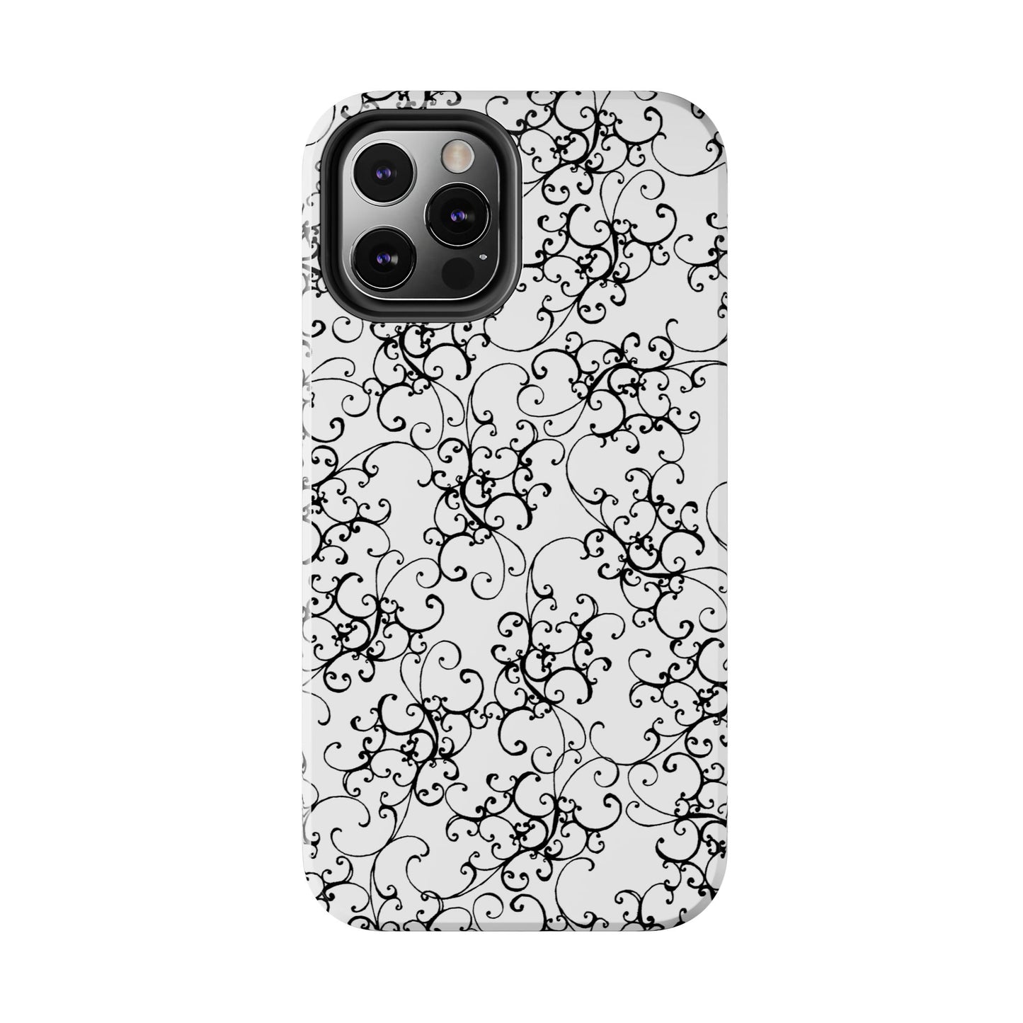 Elegant Scroll White / Black Phone Case