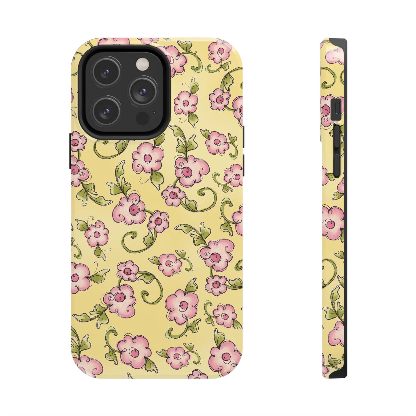 Scroll Daisies Yellow / Peach Phone Case