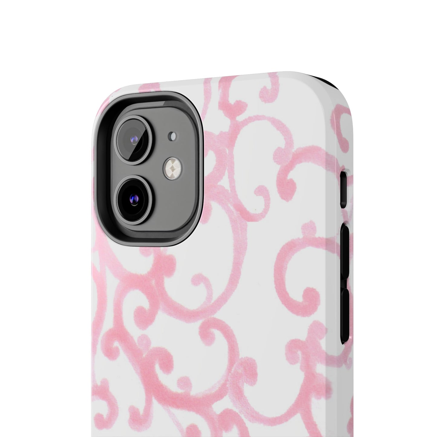 Scrollie White / Pink Phone Case