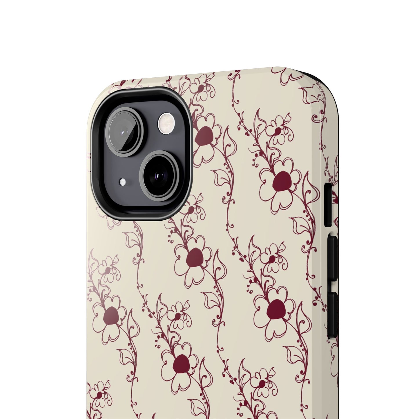 Diagonal Daisies Ivory / Red Phone Case