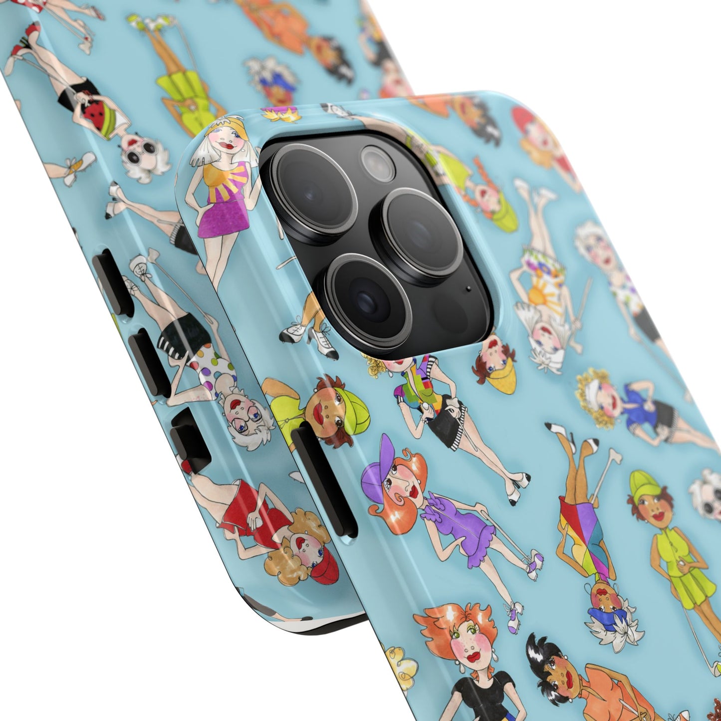 Tossed Golfer Girls Turquoise Phone Case